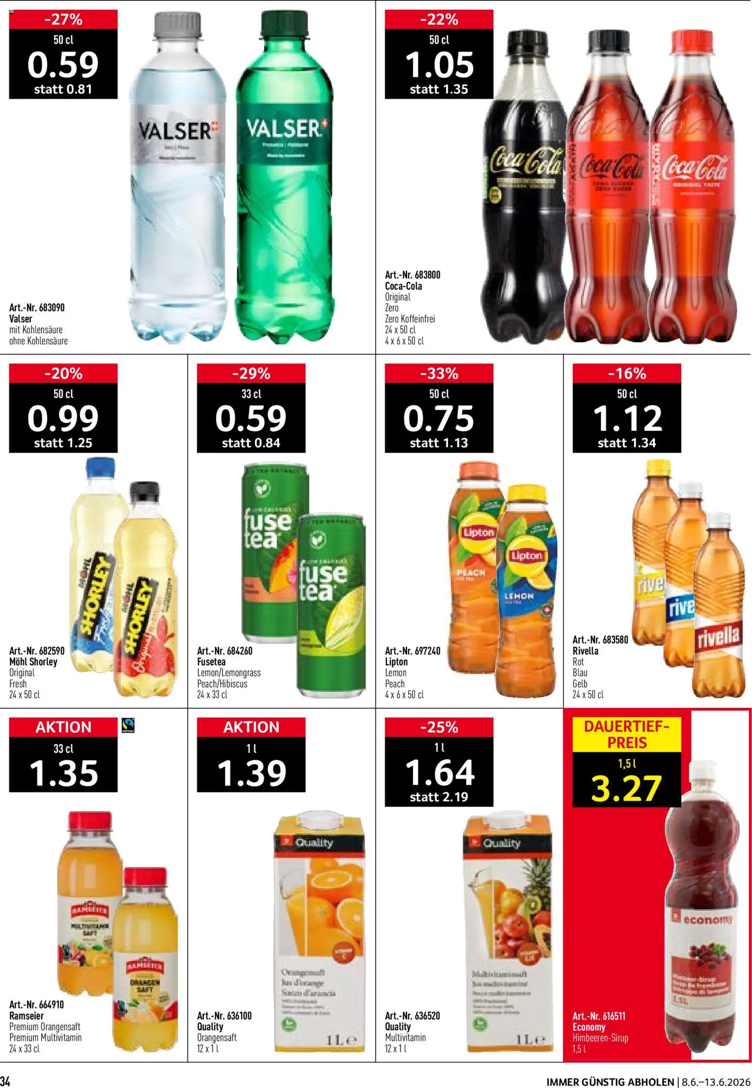 Prodega aktionen – gültig ab 08.06.2026 | Seite: 34 | Produkte: Coca Cola, Orangensaft