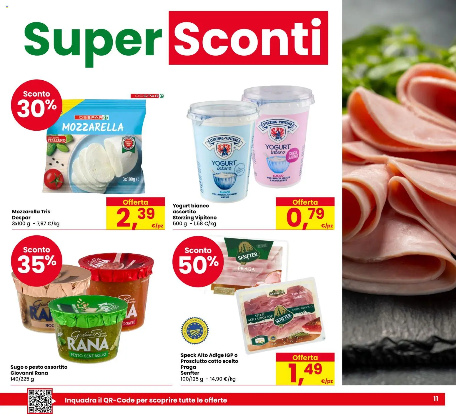 Volantino Eurospar del 29/10/2026 | Pagina: 11 | Prodotti: Yogurt, Mozzarella, Prosciutto, Yogurt bianco