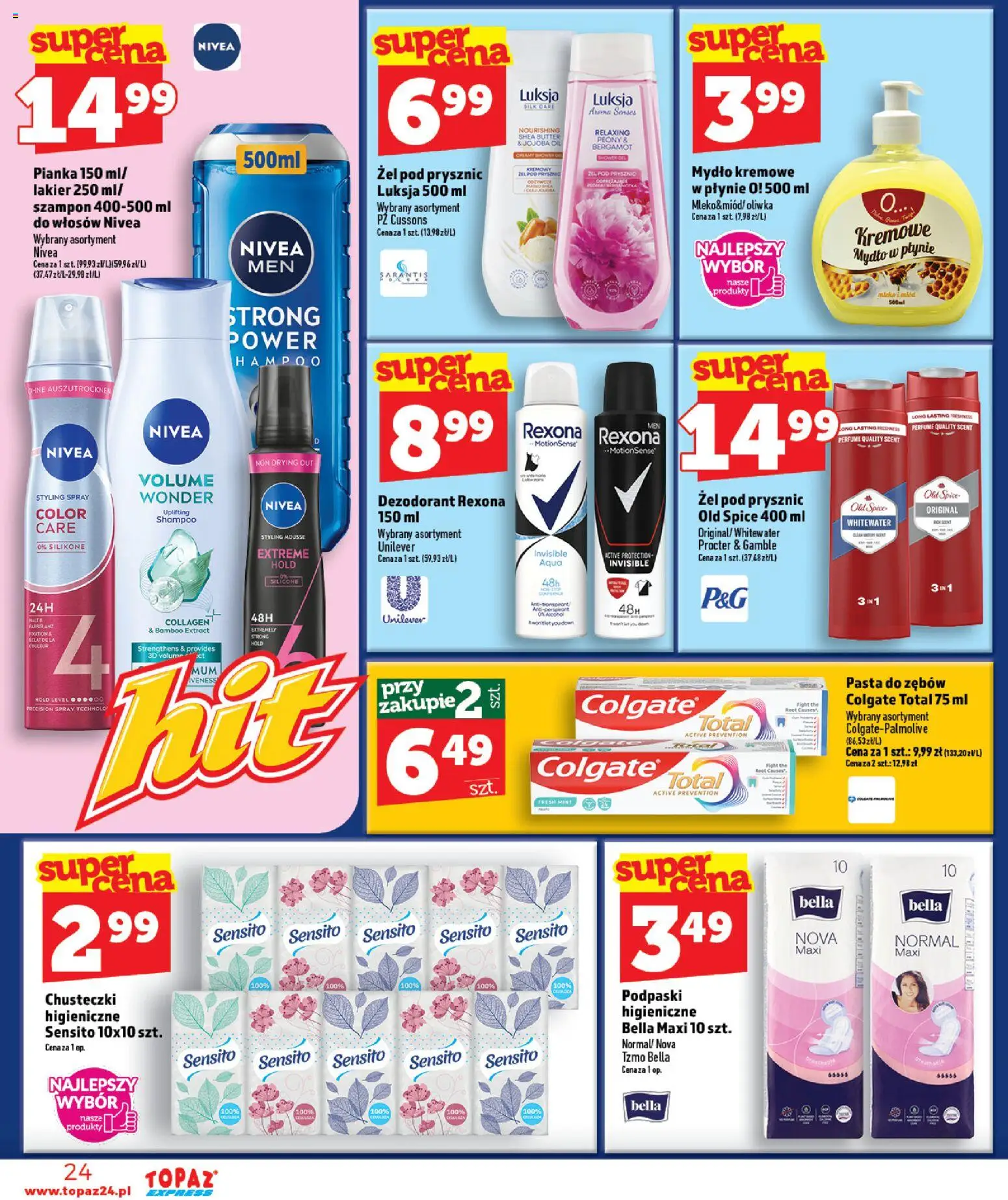 Topaz gazetka - Express od 06.08.2026 | Strona: 24 | Produkty: Mydło w płynie, Prysznic, Szampon, Żel pod prysznic