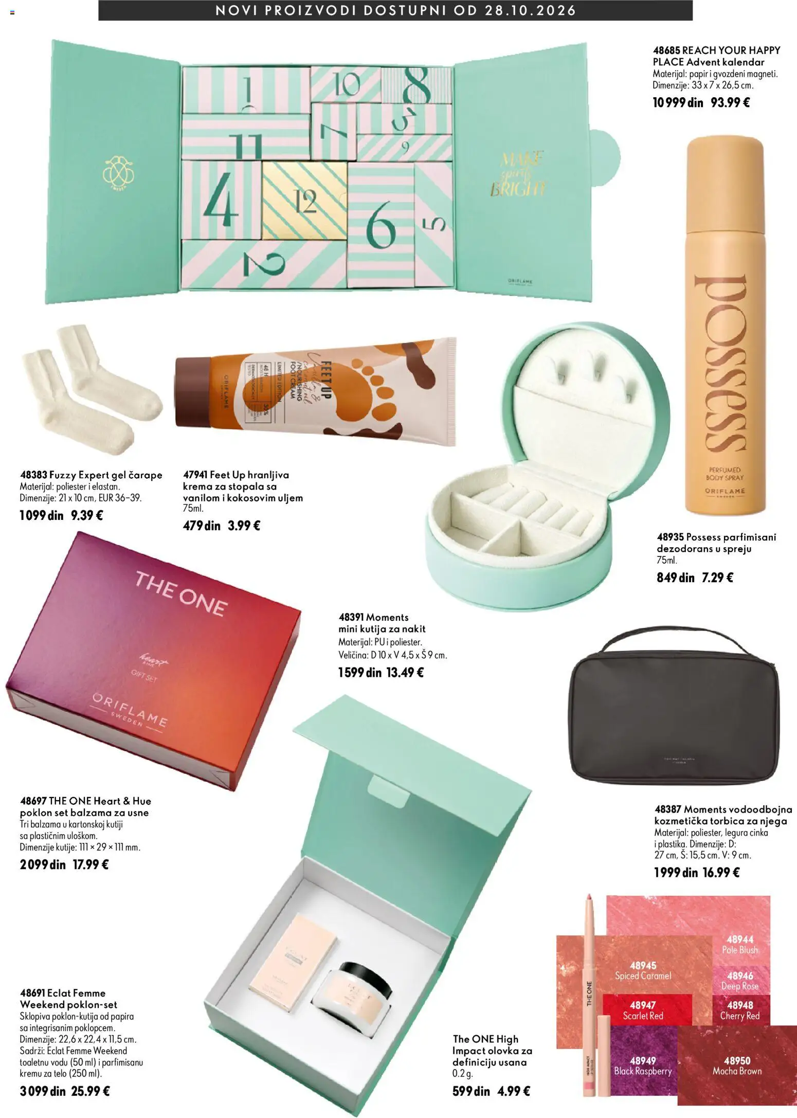 Oriflame katalog - važi od 28.10.2026 | Strana: 2 | Proizvode: Kutija, Čarape, Dezodorans, Advent kalendar