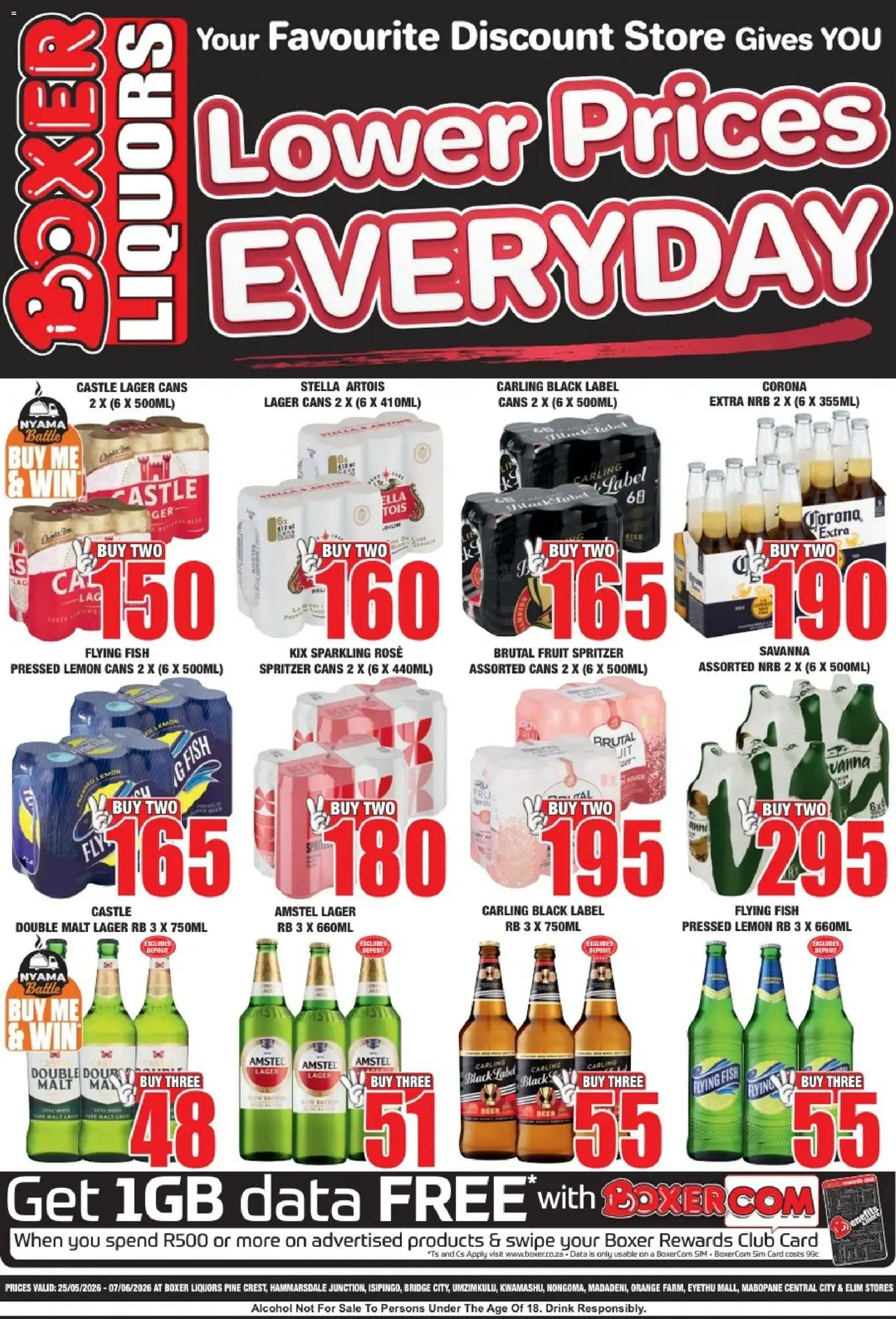 New Boxer catalogue – valid from 25.05.2026 | Page: 1 | Products: Sim, Beer, Fruit, Lemon