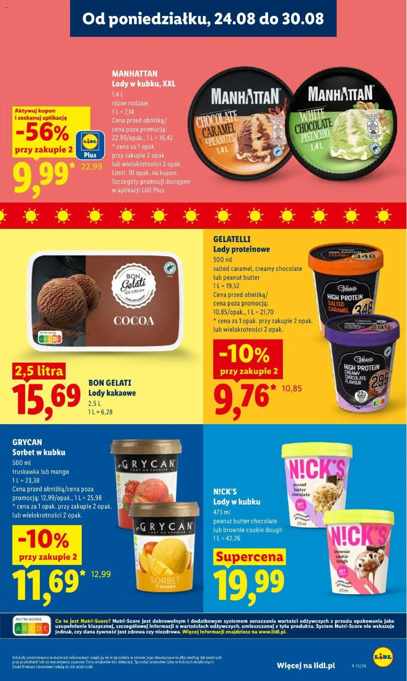 Lidl gazetka od 24.08.2026 | Strona: 71 | Produkty: Żywność, Grycan, Brownie, Lody