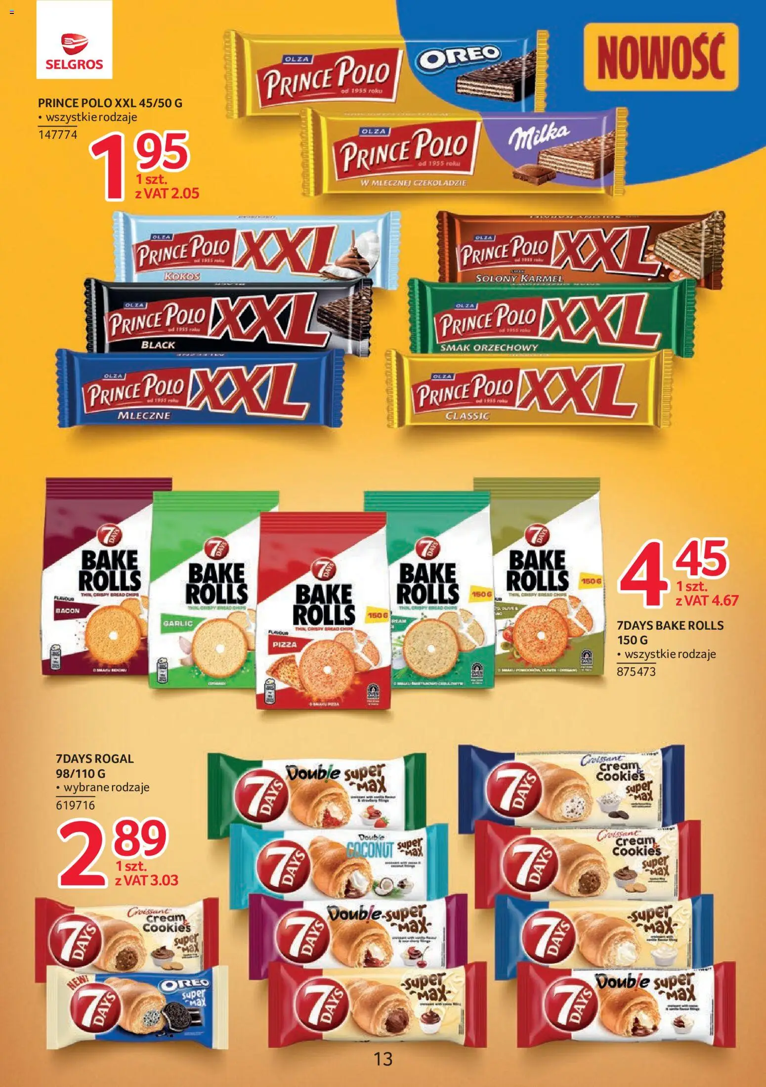 Selgros cash&carry gazetka - Markowe produkty od 02.07.2026 | Strona: 13 | Produkty: Prince polo xxl, Milka, Pizza