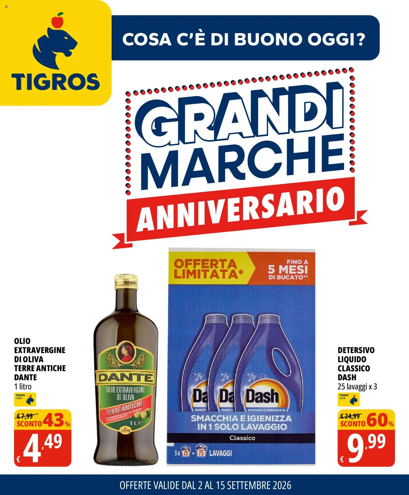 Volantino Tigros del 02/09/2026 | Pagina: 1 | Prodotti: Olio extravergine di oliva, Olio