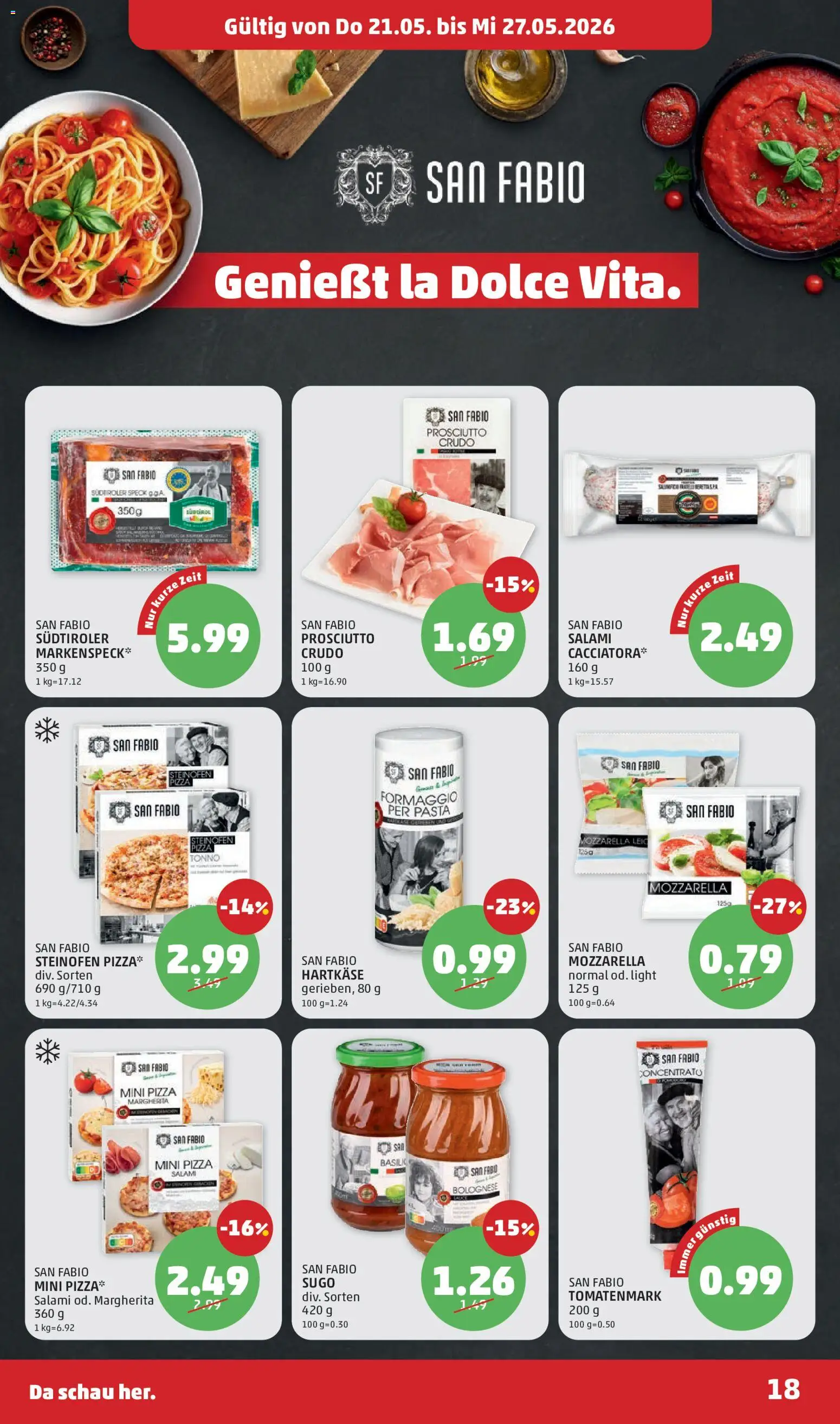 Penny Markt Flugblatt gültig ab 21.05.2026 | Seite: 18 | Produkte: Pasta, Salami, Pizza