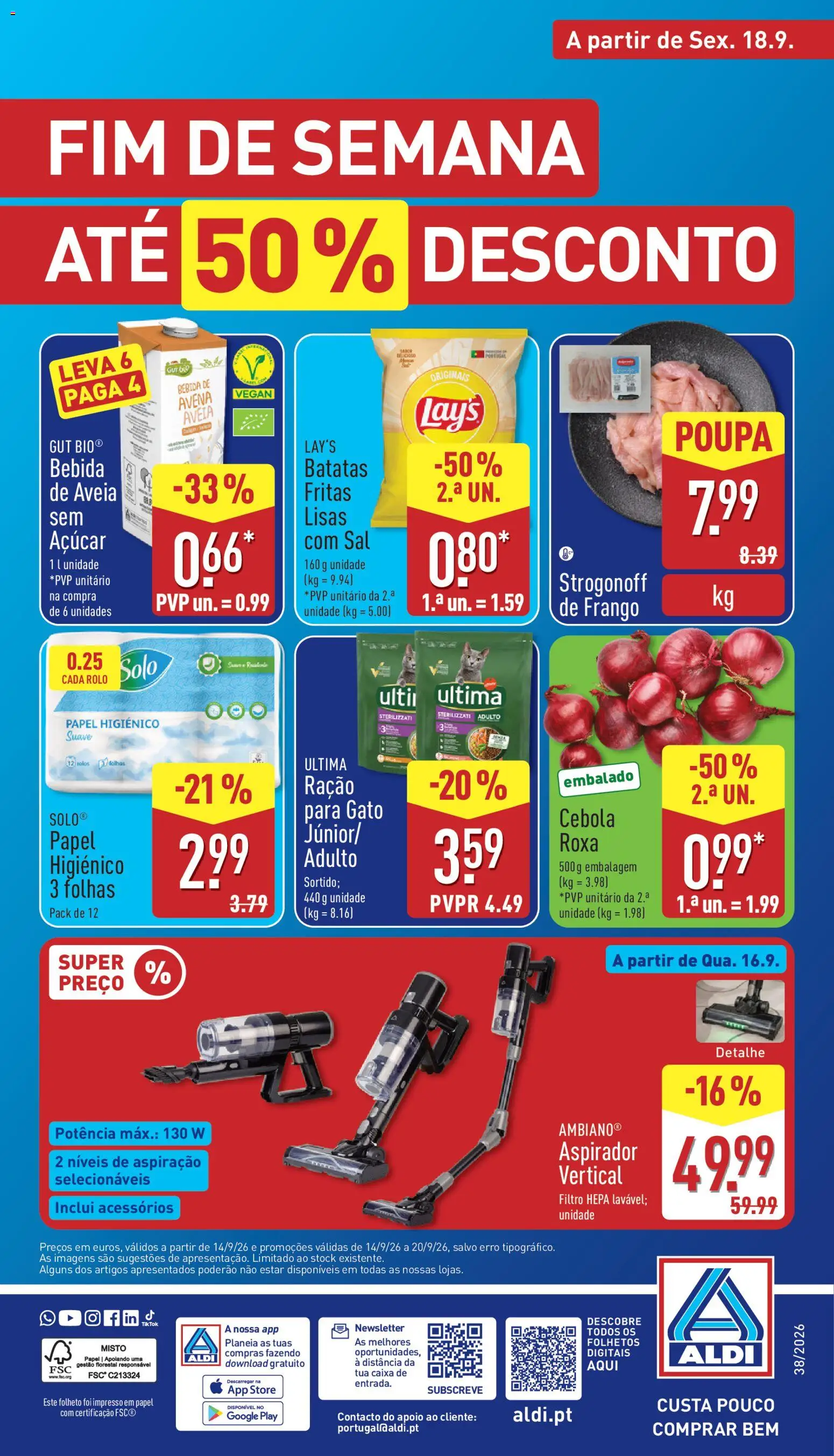 Aldi folheto │ válido de 14/09/2026 | Página: 32 | Produtos: Papel higiénico, Aspirador vertical, Cebola, Açúcar