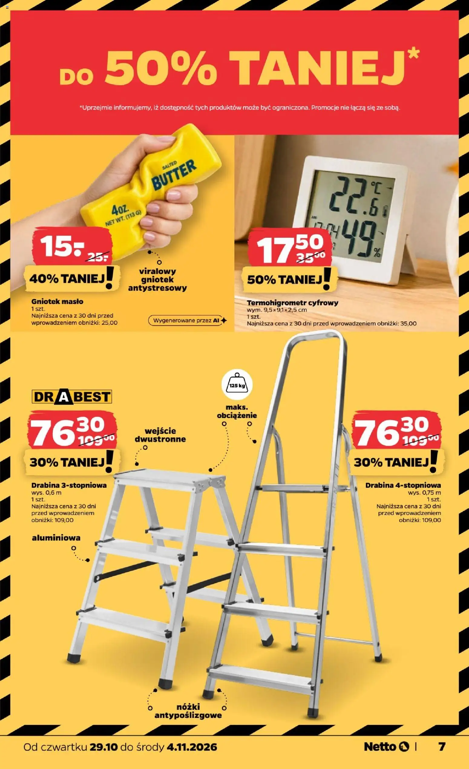 Netto gazetka od czwartku NonFood od 29.10.2026 | Strona: 7 | Produkty: Drabina, Masło
