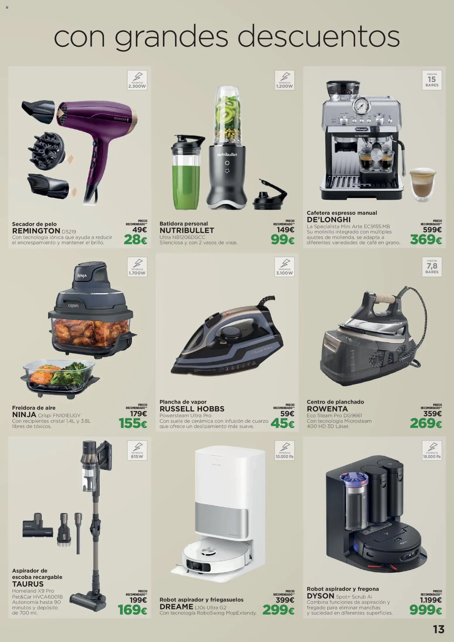 El Corte Inglés Volver tiene sus ventajas │ válido desde el 20/08/2026 | Página: 13 | Productos: Escoba, Vasos, Plancha de vapor, Freidora de aire