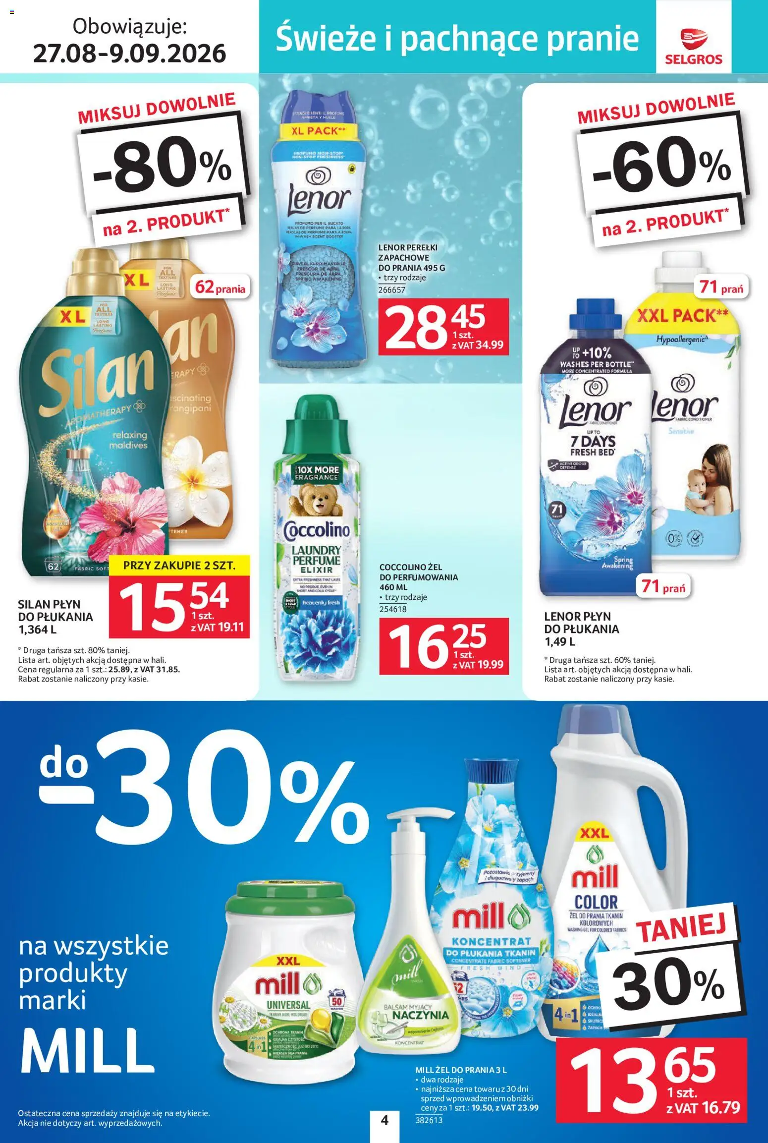 Selgros cash&carry gazetka - Sprzątanie od 27.08.2026 | Strona: 4 | Produkty: Naczynia, Coccolino, Zapach, Żel do prania