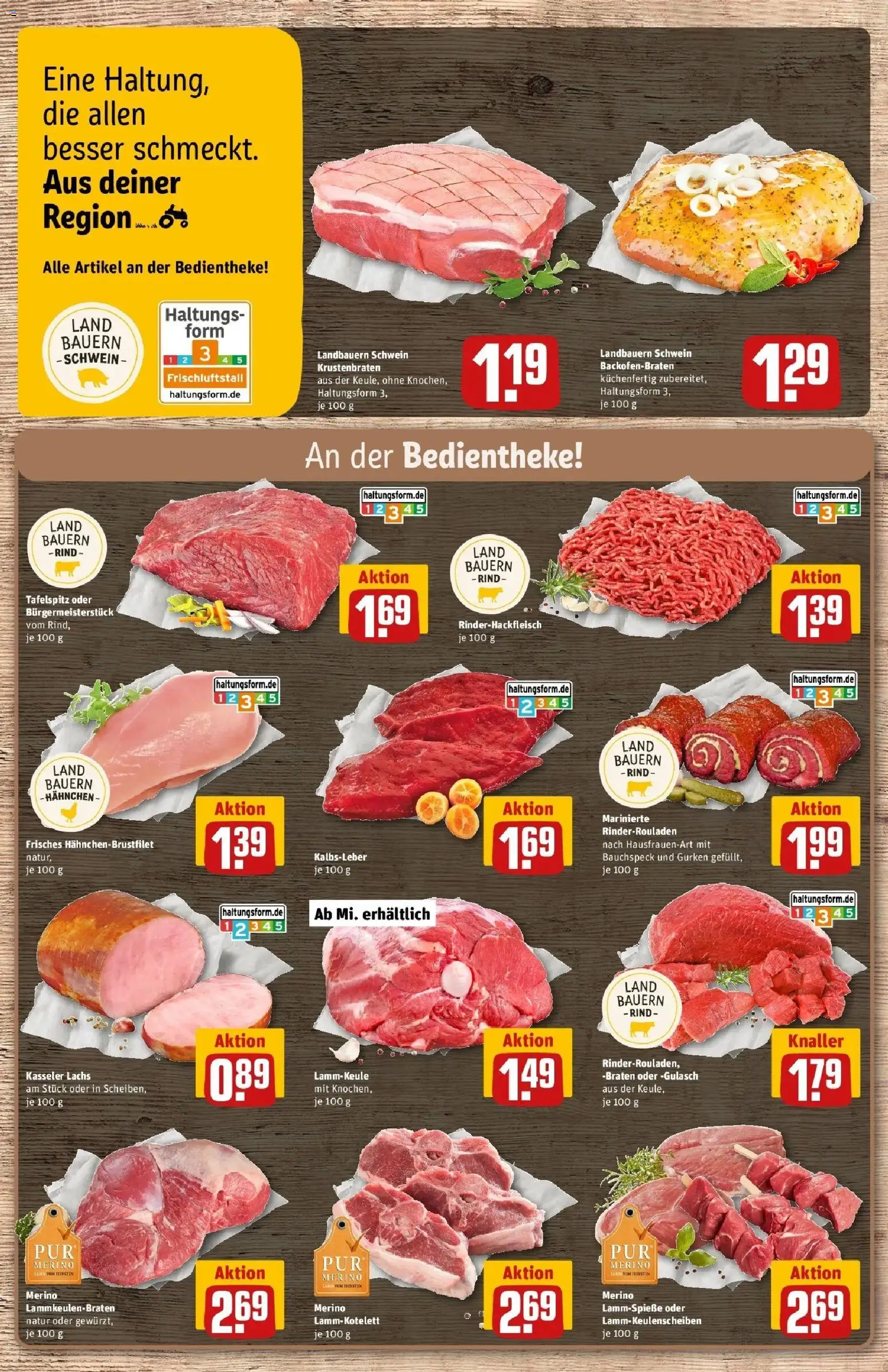 REWE Prospekt ab 26.10.2026 zum Blättern » Angebote | Seite: 10 | Produkte: Rinderrouladen, Hahnchen, Kalbsleber, Lachs