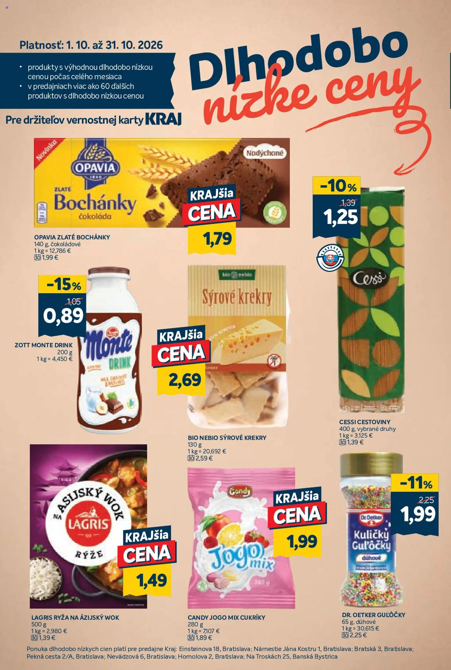 Nové Kraj akcie – leták je platný od 08.10.2026 | Strana: 14 | Produkty: Ryža, Cestoviny, Čokoláda, Cukríky