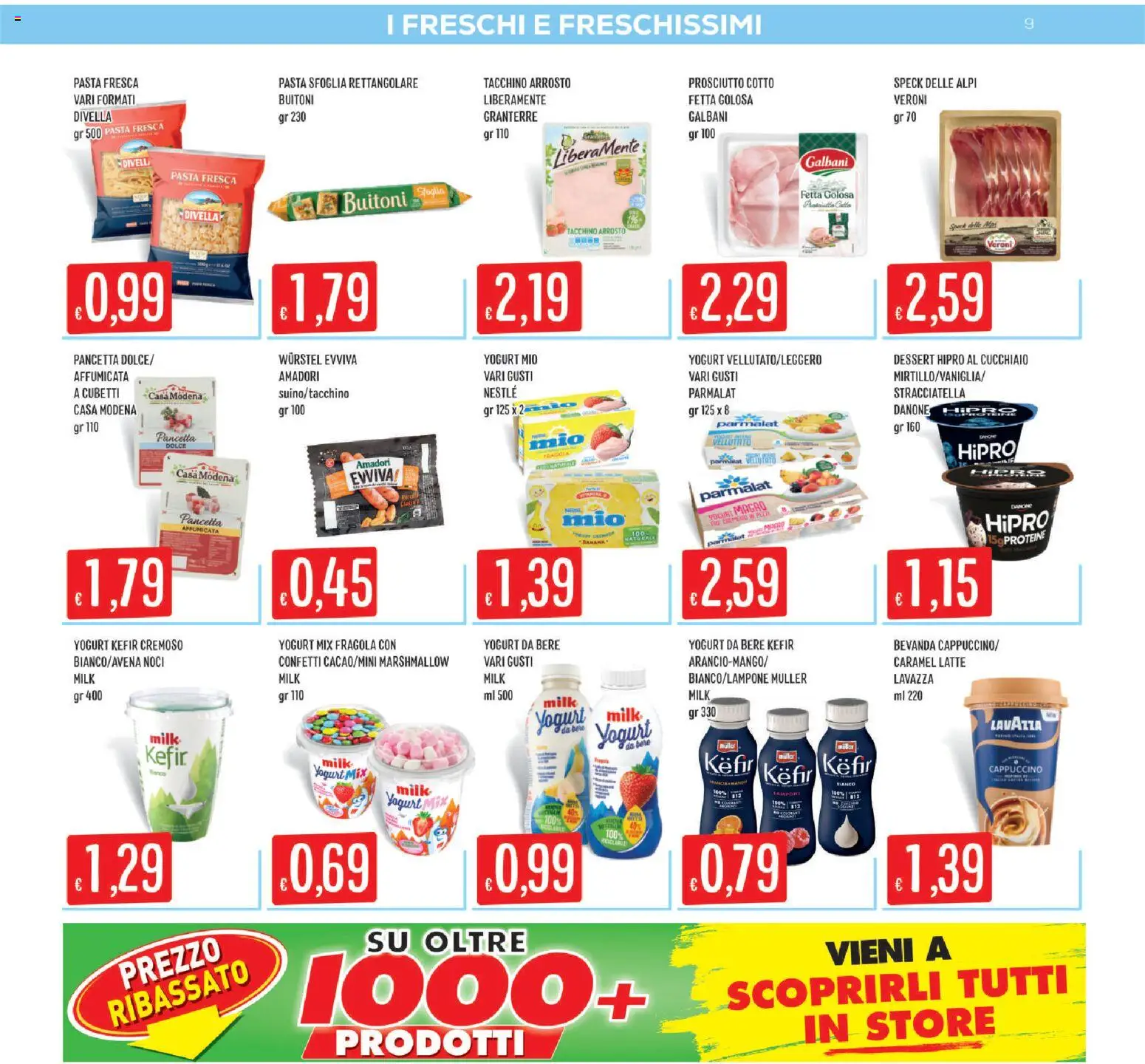 Volantino SISA del 20/08/2026 | Pagina: 9 | Prodotti: Kefir, Cappuccino, Wurstel, Stracciatella