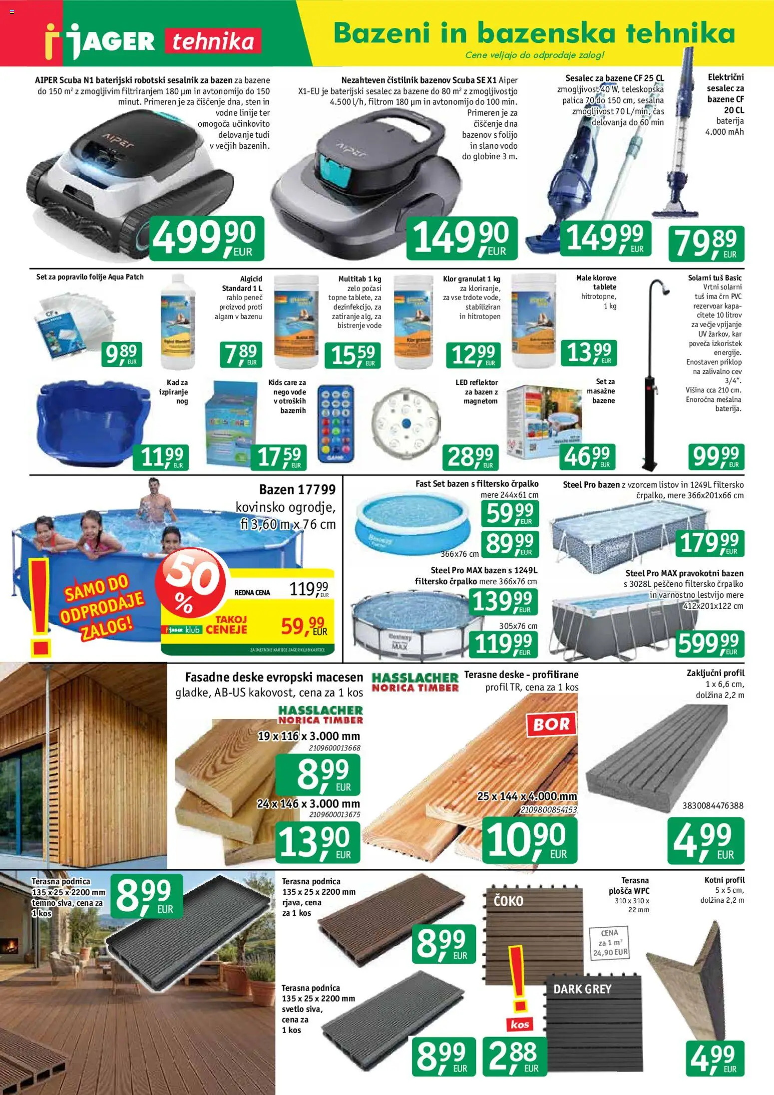 Novi Jager katalog ponudbe – veljaven od 01.07.2026 | Stran: 12 | Izdelki: Led reflektor, Sesalec, Terasne deske, Kapa