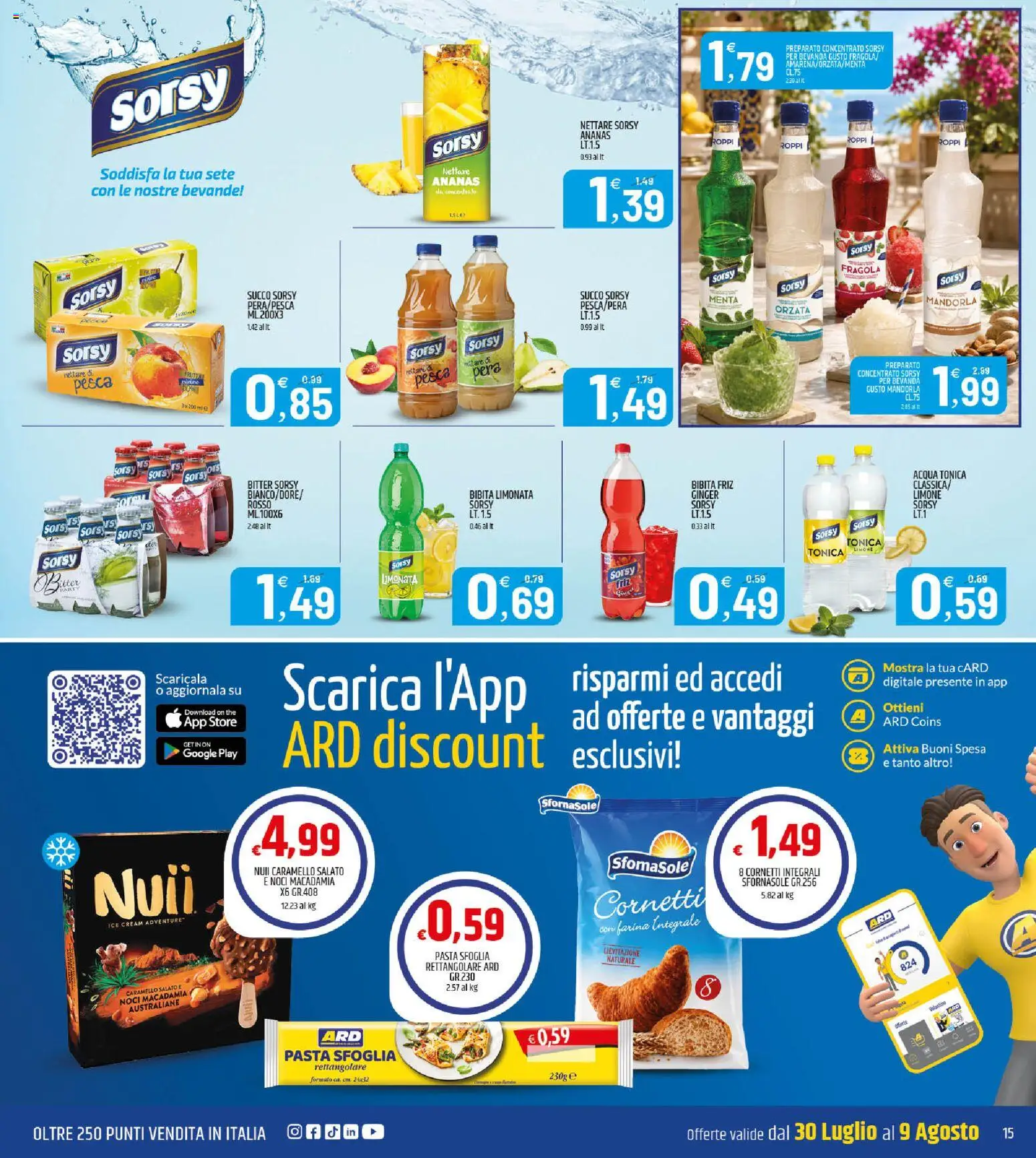 Volantino ARD Discount del 30/07/2026 | Pagina: 15 | Prodotti: Pasta sfoglia, Acqua, Farina, Bibita