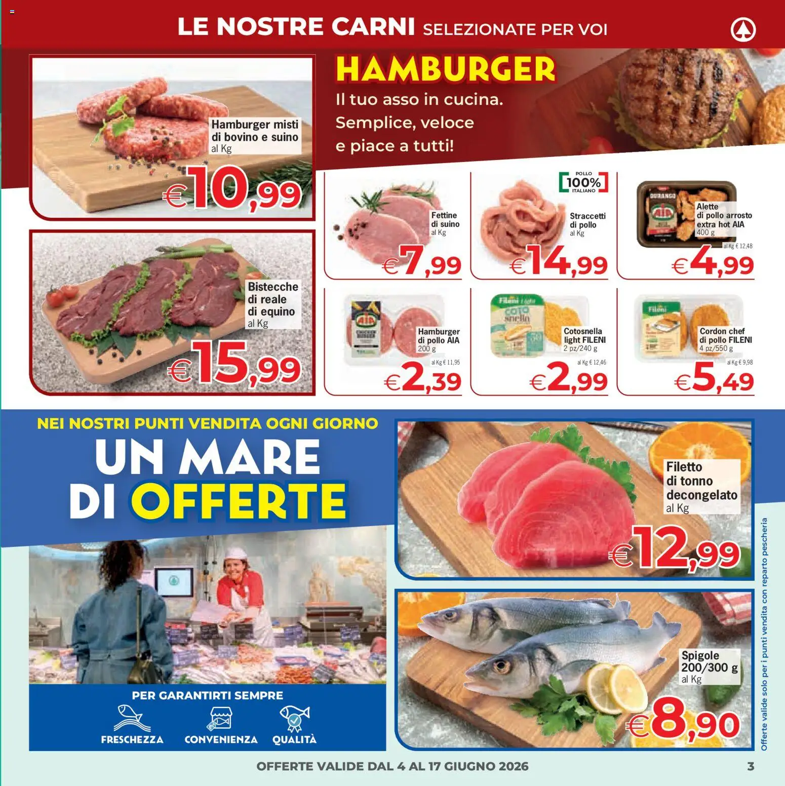 Volantino Despar del 04.06.2026 | Pagina: 3 | Prodotti: Bovino, Arrosto, Pollo, Hamburger