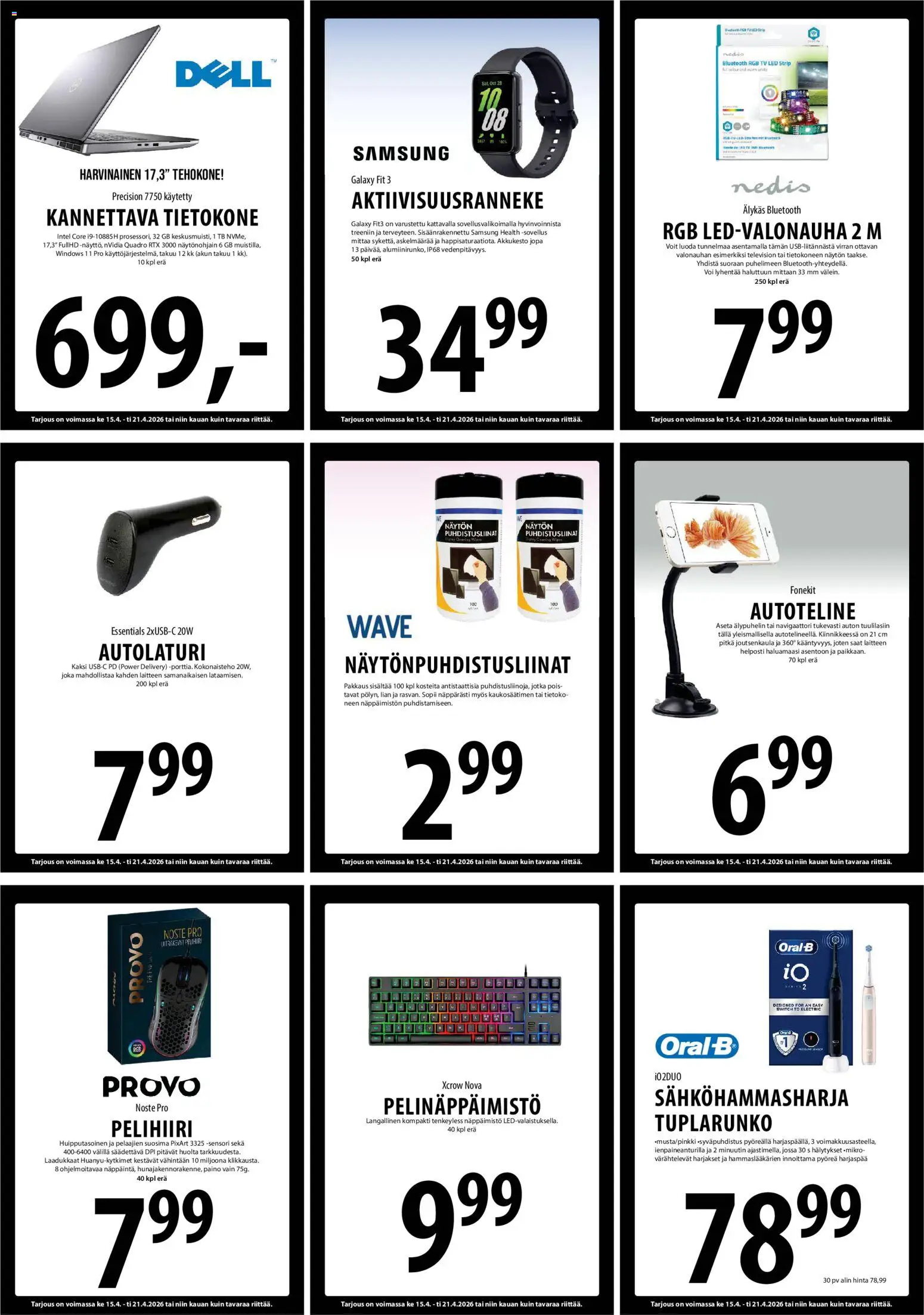 Tuuri tarjoukset – voimassa 15.04.2026 alkaen | Sivu: 13 | Tuotteet: Sähköhammasharja, Navigaattori, Autolaturi, TV