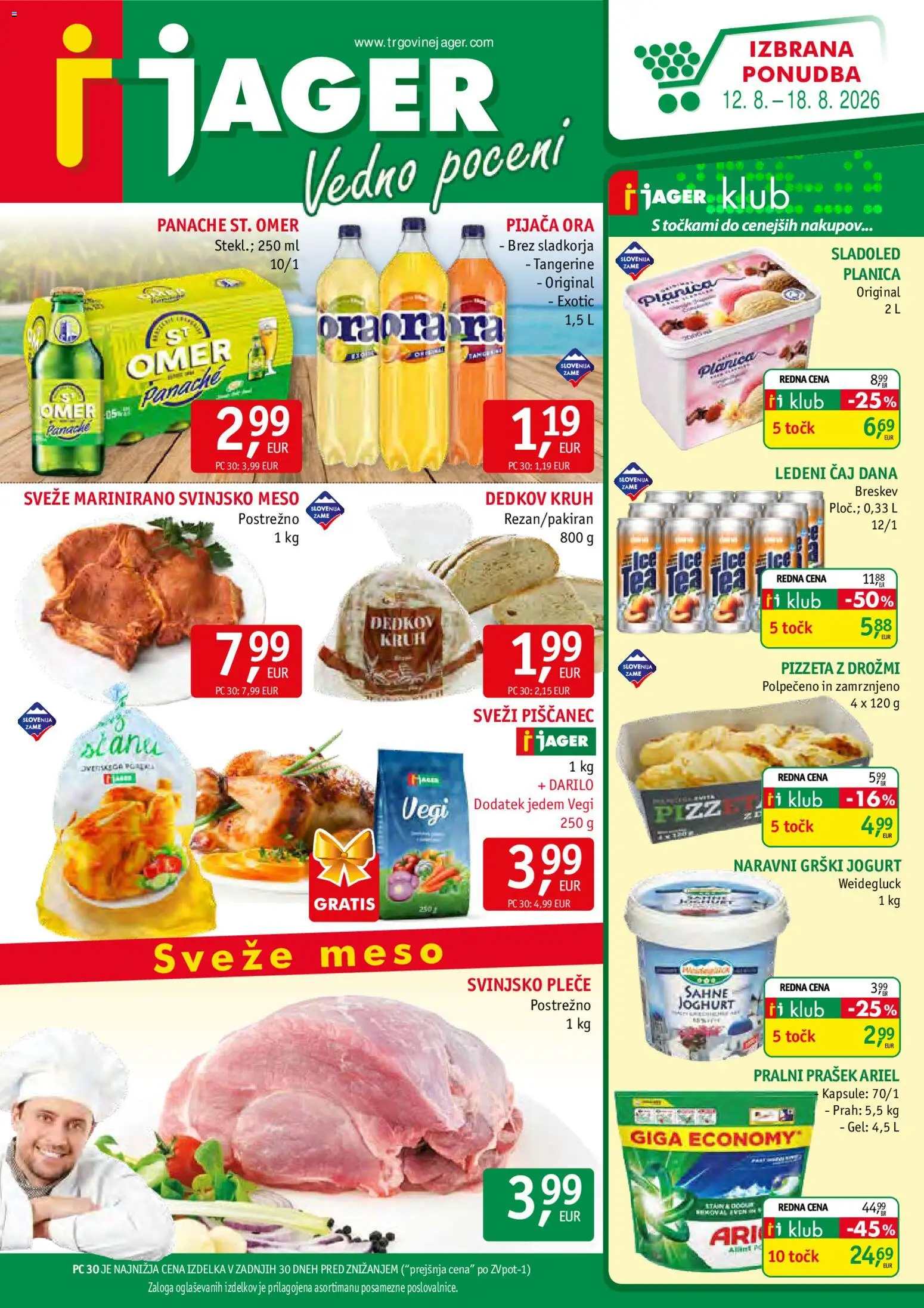 Novi Jager katalog ponudbe – veljaven od 12.08.2026 | Stran: 1 | Izdelki: Pralni prašek, Jogurt, Sladoled, Breskev