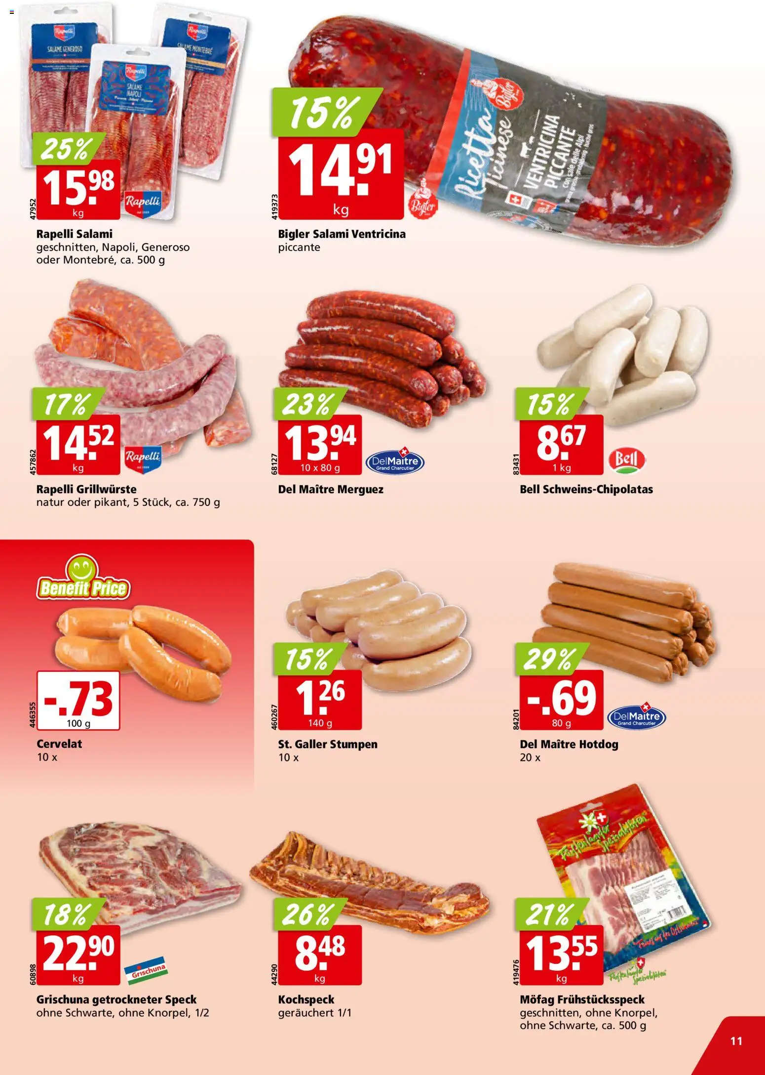 Aligro aktionen Schlieren, Gossau SG, Frauenfeld, Rapperswil-Jona, Sargans, Bern – gültig ab 10.08.2026 | Seite: 11 | Produkte: Salami