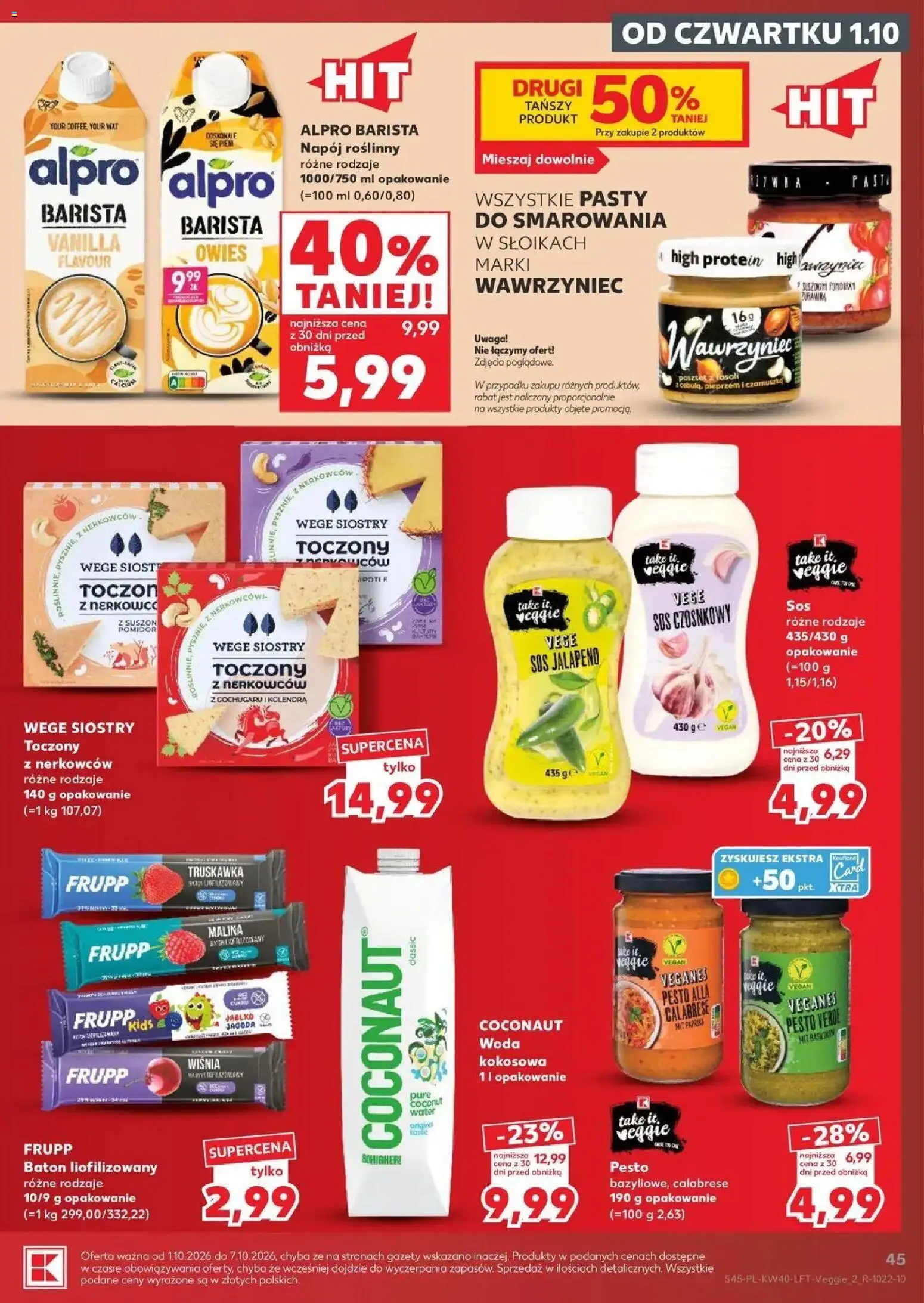 Kaufland gazetka od 01.10.2026 - od jutra PDF | Strona: 45 | Produkty: Woda kokosowa, Napój roślinny, Jalapeno, Sos