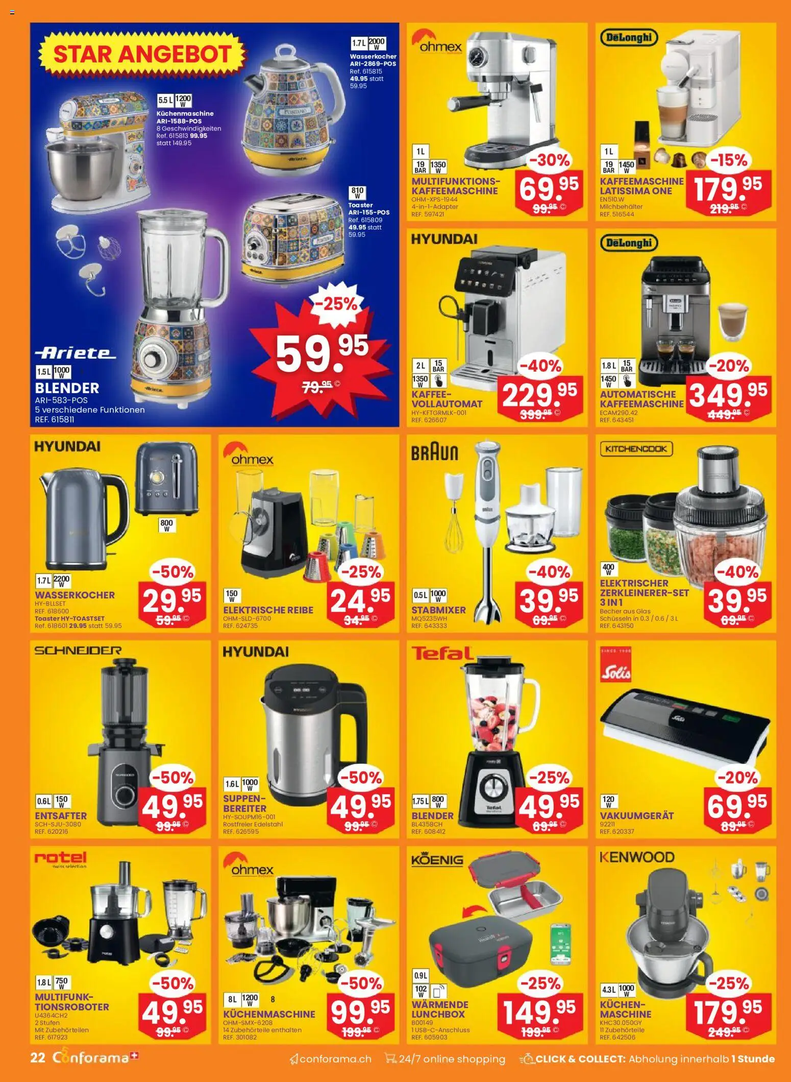 Conforama aktionen – gültig ab 30.09.2026 | Seite: 22 | Produkte: Suppen, Kaffee, Glas, Wasserkocher