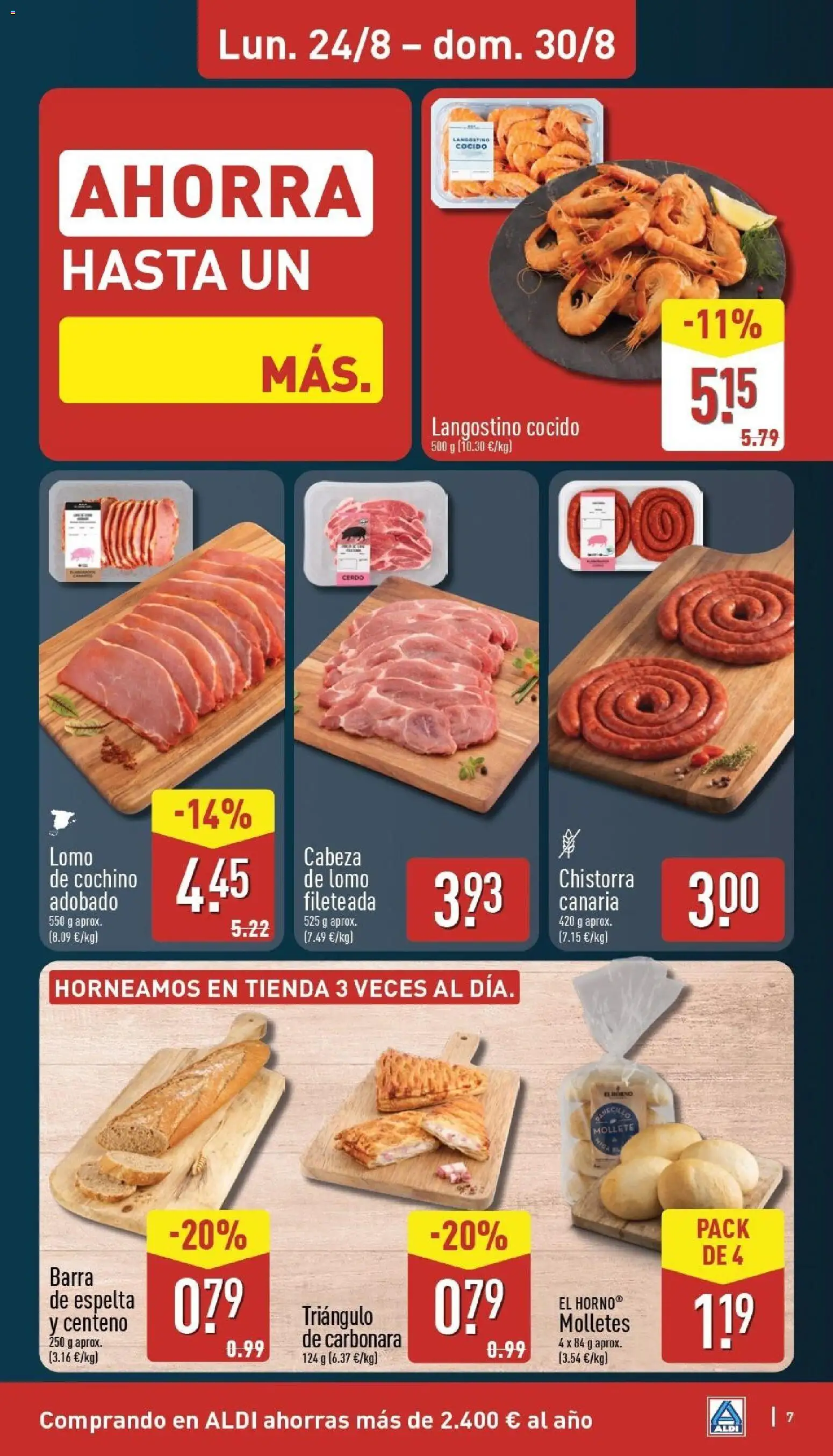 Aldi folleto Canarias │ válido desde el 24/08/2026 | Página: 7 | Productos: Cerdo, Horno, Langostinos, Langostino