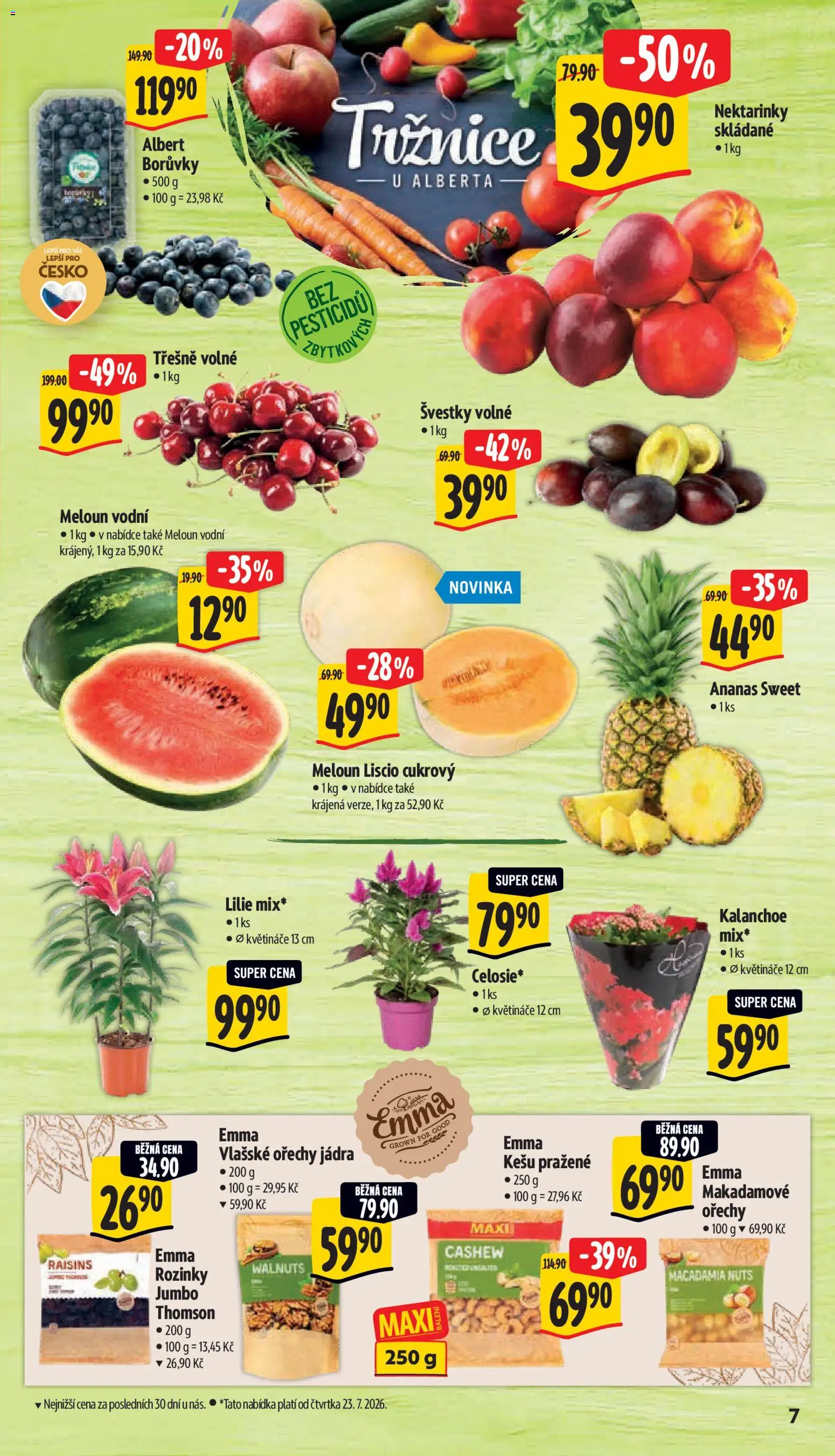 Albert leták - Hypermarket od 22.07.2026 | Strana: 15 | Produkty: Meloun, Švestky, Vodní meloun, Vlašské ořechy