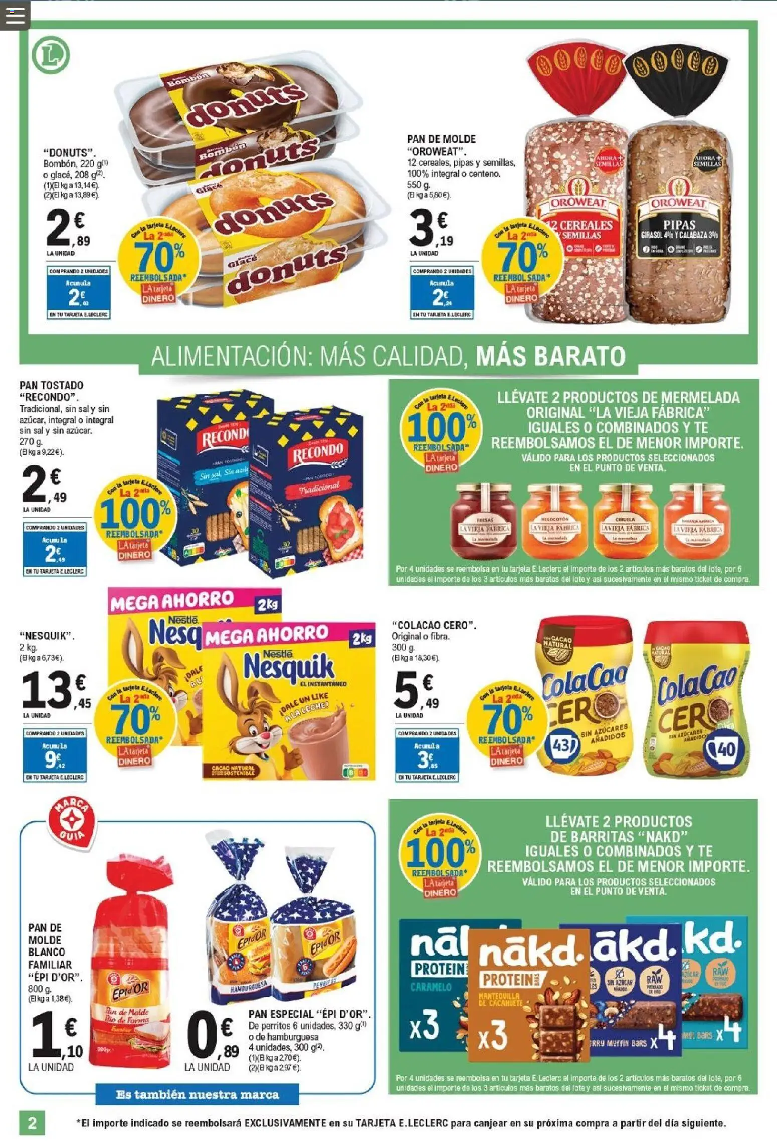 E.Leclerc folleto │ válido desde el 18.05.2026 | Página: 2 | Productos: Pan, Cereales, Pan de molde, Donuts