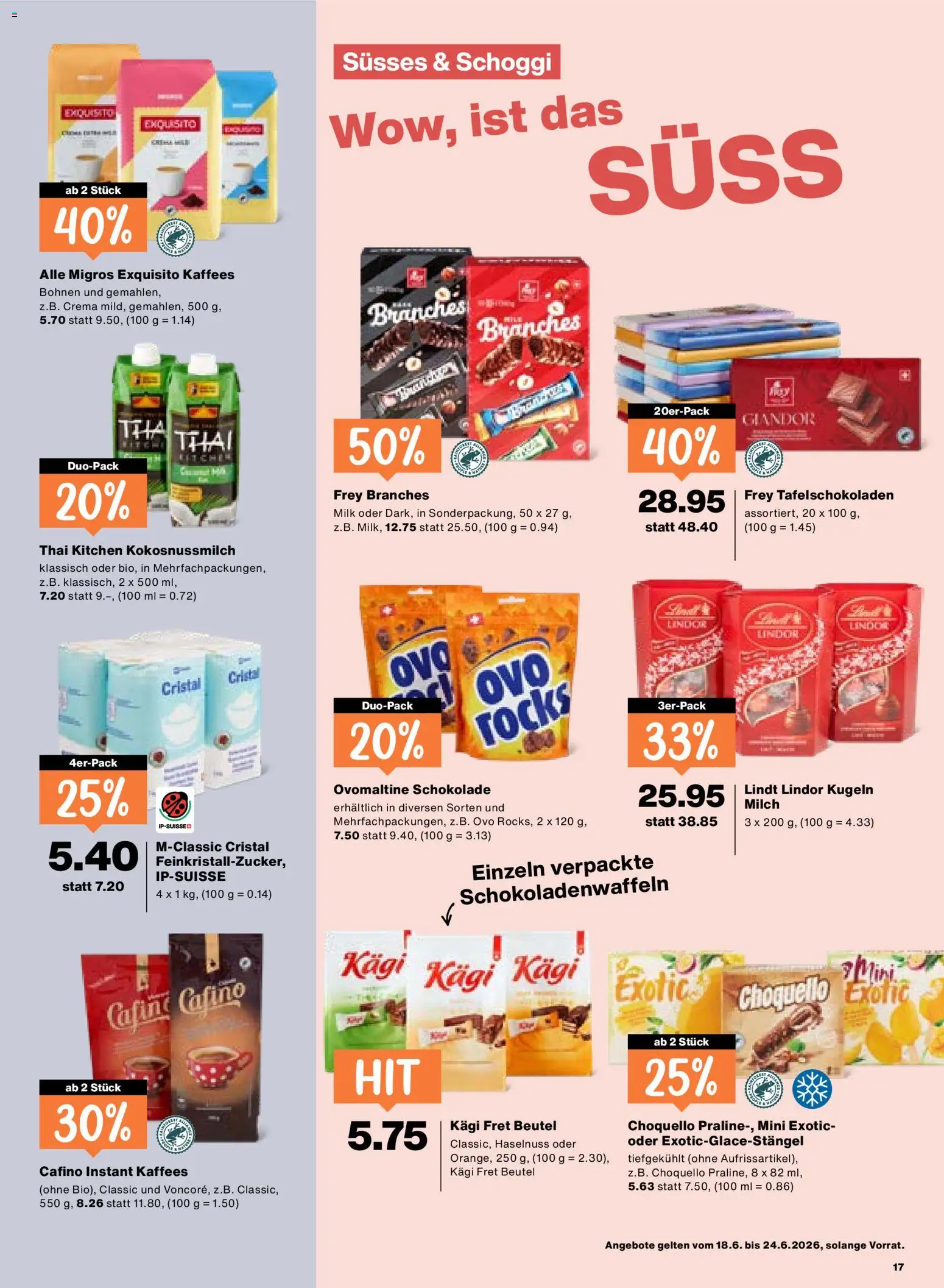 Migros aktionen – gültig ab 18.06.2026 | Seite: 17 | Produkte: Milch, Schokolade