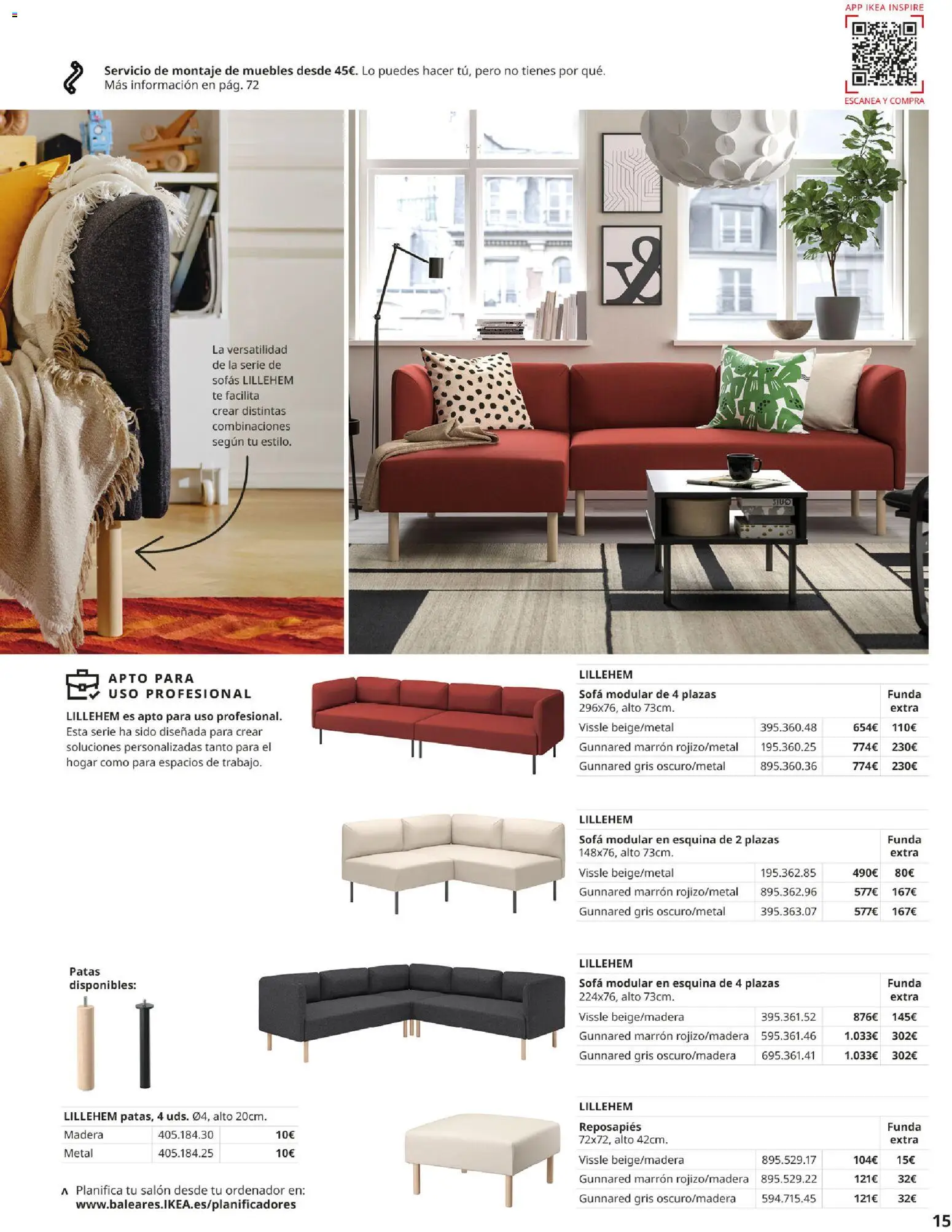 Catálogo IKEA Sofás │ válido desde el 07.05.2026 | Página: 15 | Productos: Reposapiés, Ordenador, Funda, Sofá