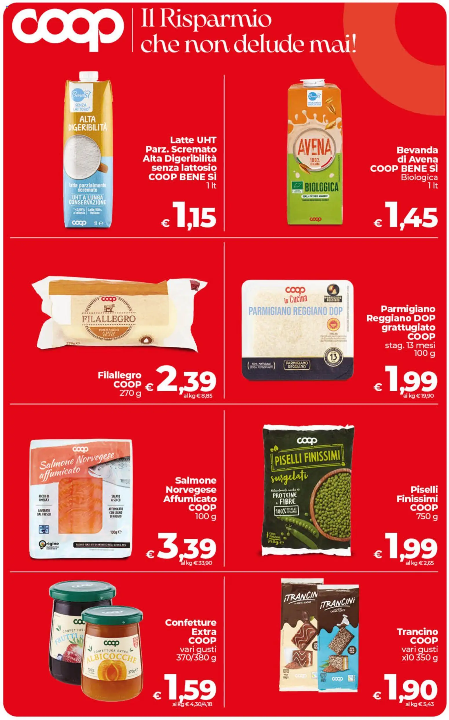 Volantino COOP del 21/08/2026 | Pagina: 6 | Prodotti: Salmone, Formaggio, Cacao, Parmigiano reggiano