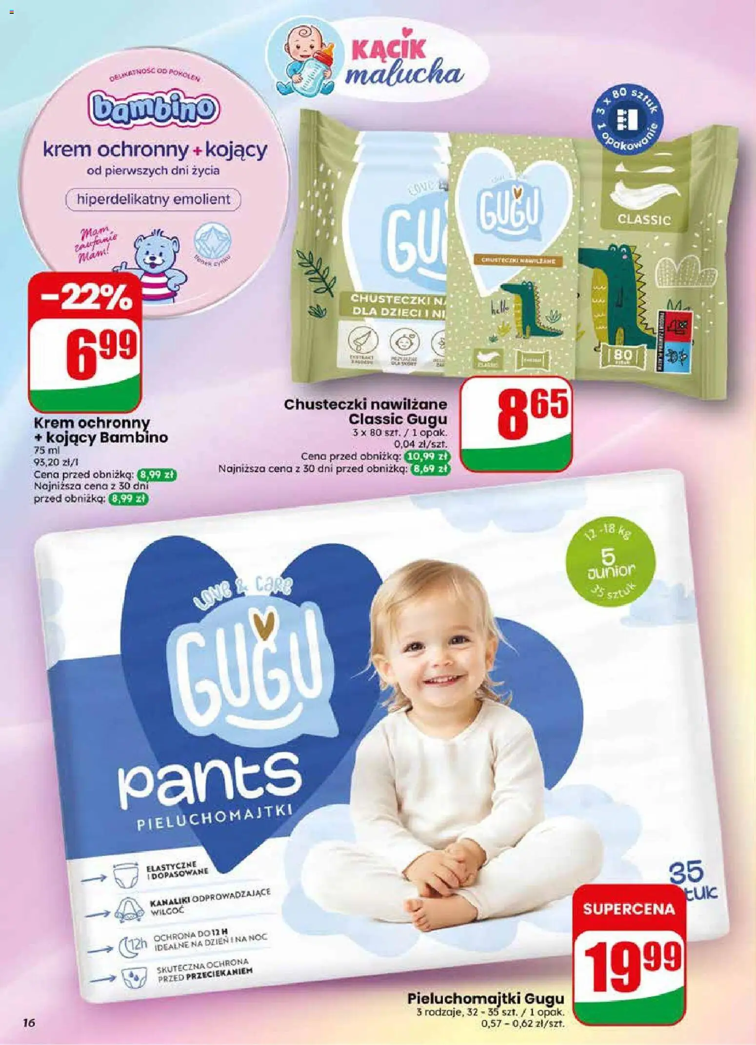 Dino gazetka od 17.06.2026 | Strona: 16 | Produkty: Pieluchomajtki, Krem