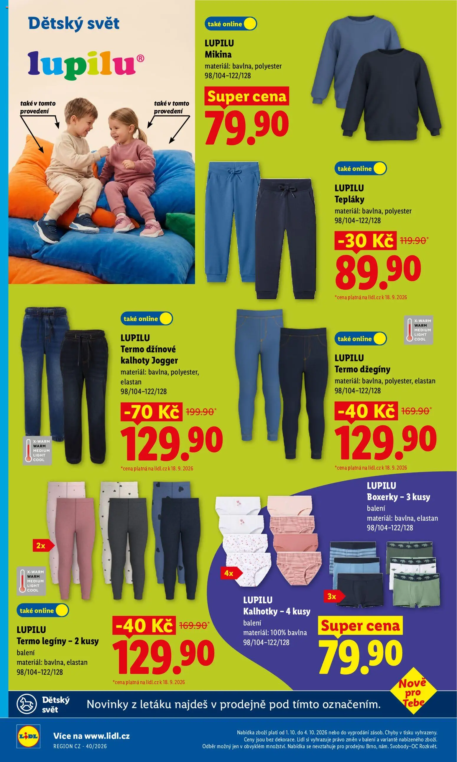 Lidl leták - Spotřební zboží od 29.09.2026 | Strana: 20 | Produkty: Kalhotky, Legíny, Boxerky, Tepláky