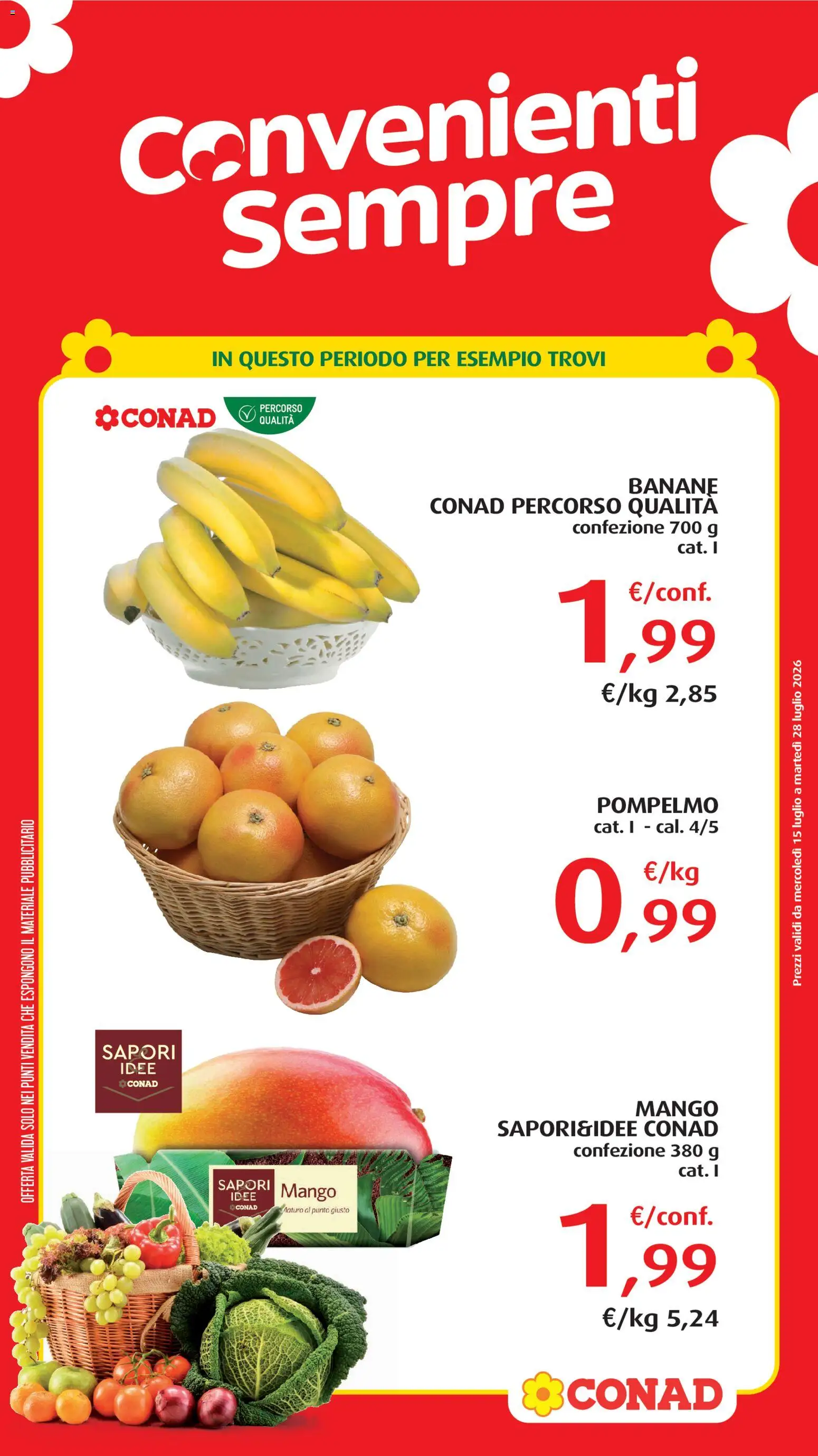 Volantino Conad del 14/07/2026 | Pagina: 2 | Prodotti: Banane, Pompelmo, Mango