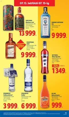 Lidl akciós újság - amely érvényes a következő dátumtól: 2026.07.09. | Oldal: 75 | Termékek: Rum, Gin, Likőr, Vodka