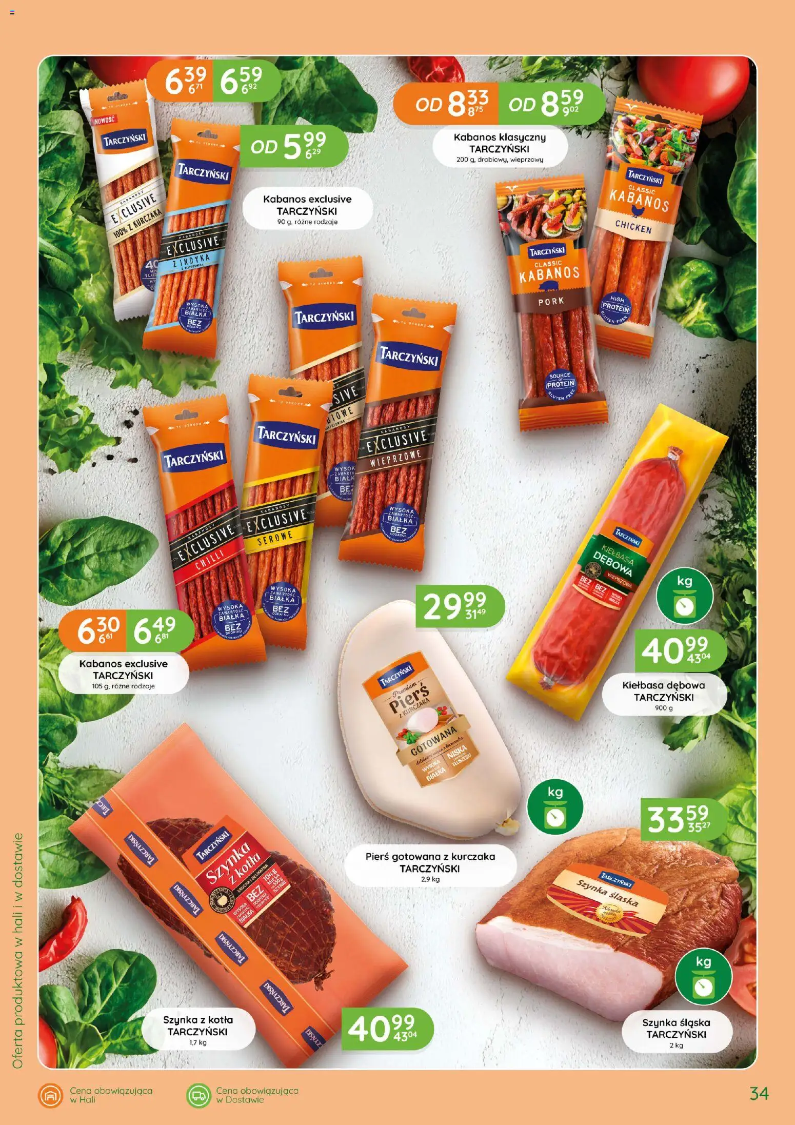Eurocash gazetka - Katalog Wędlin od 01.10.2026 | Strona: 34 | Produkty: Kiełbasa, Kabanosy, Szynka, Mięso z kurczaka