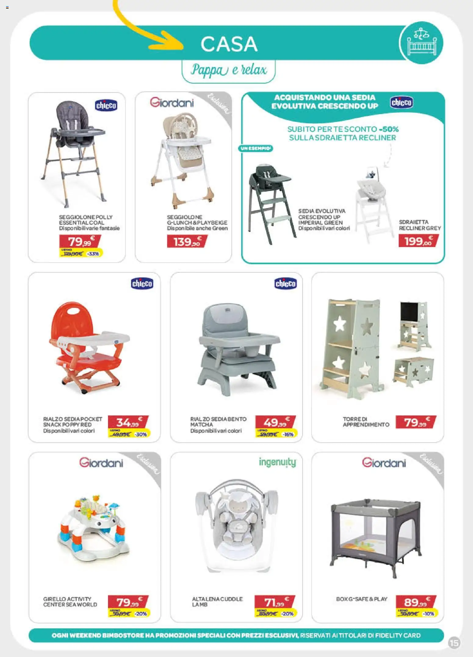 Volantino Bimbo store del 11.06.2026 | Pagina: 15 | Prodotti: Tè, Girello, Sedia
