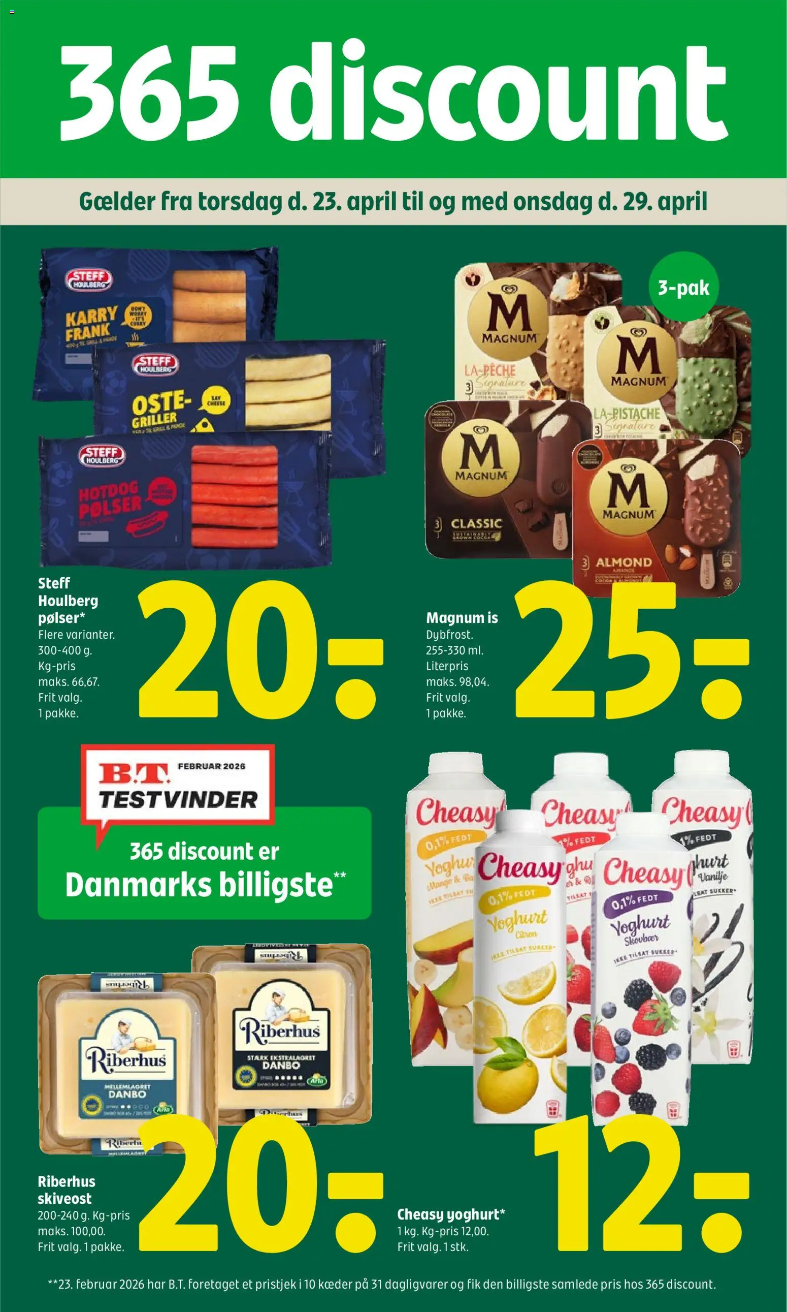 Coop 365 tilbudsavis – gyldig fra 23.04.2026 | Side: 1 | Produkter: Mango, Pølser, Is, Skiveost