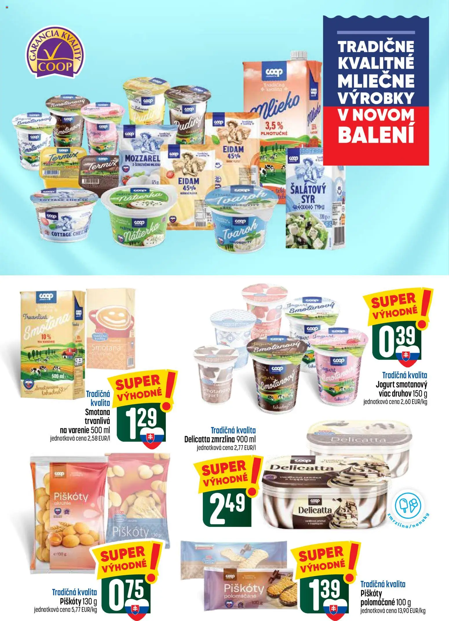Nové COOP Jednota akcie – leták je platný od 04.06.2026 | Strana: 3 | Produkty: Mlieko, Smotana, Eidam, Zmrzlina