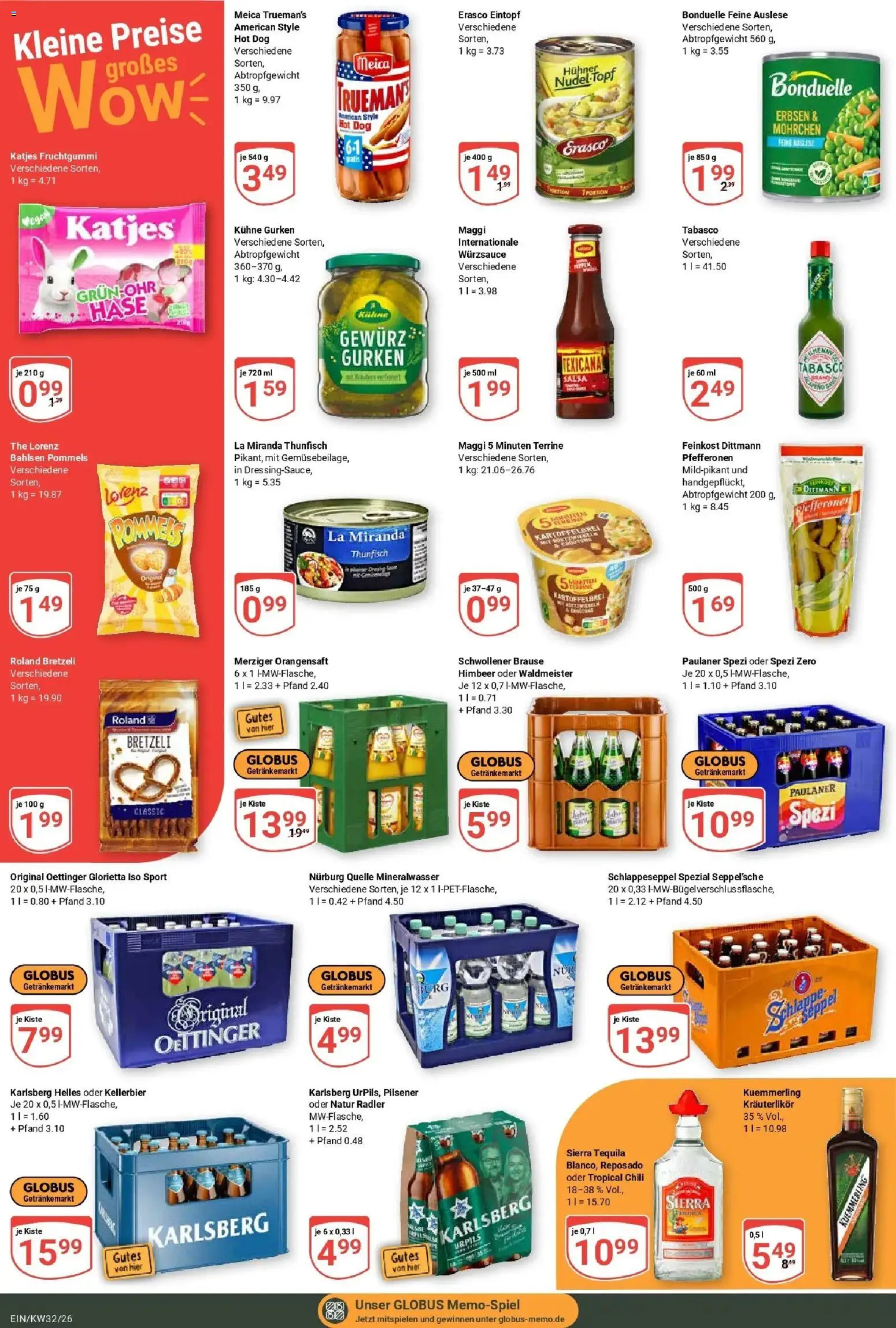 Globus Prospekt Homburg-Einöd (ab 03.08.2026) » Angebote online | Seite: 8 | Produkte: Mineralwasser, Tequila, Paulaner, Maggi 5 minuten terrine