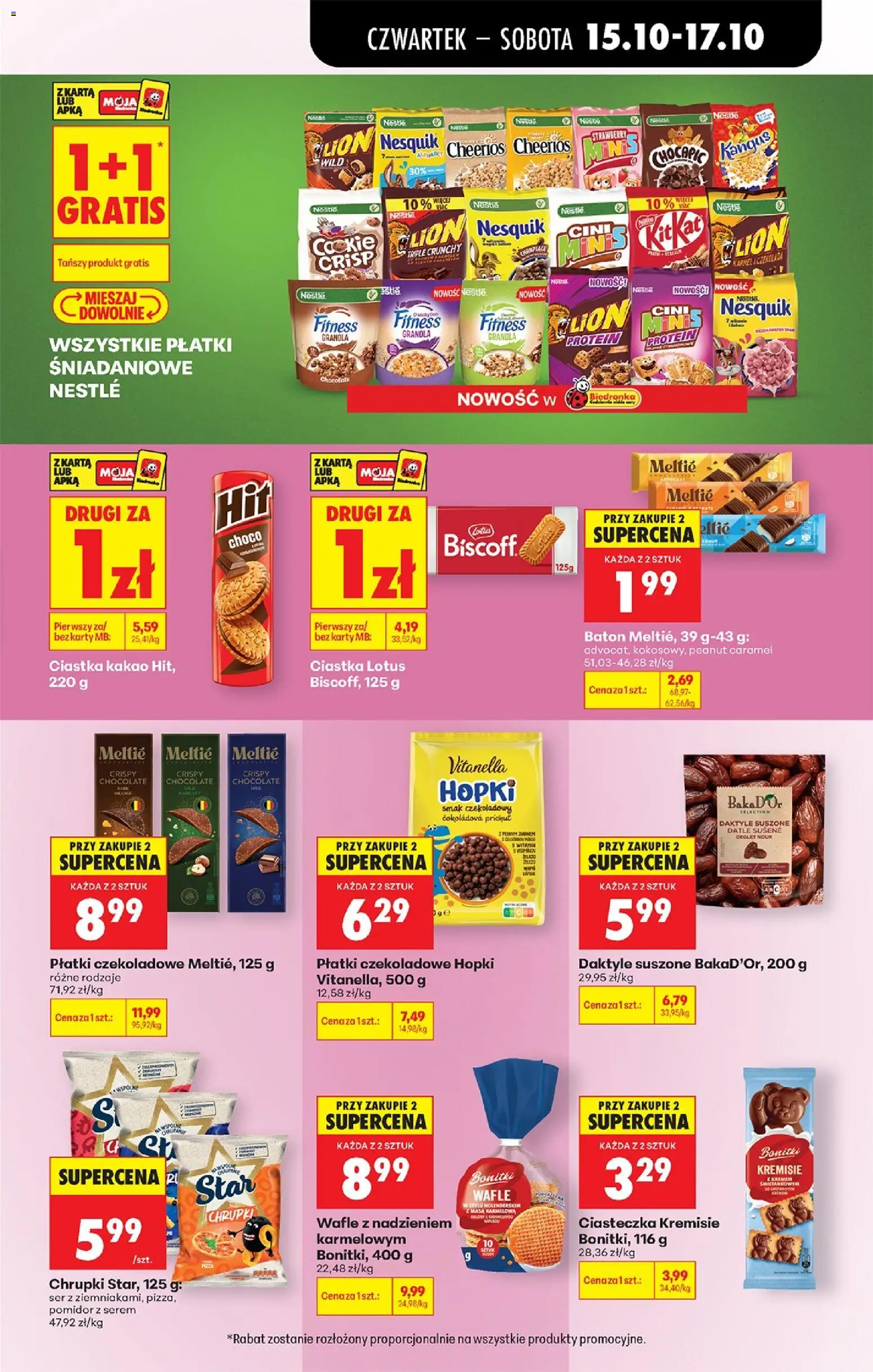 Biedronka gazetka - Czas na toast od 15.10.2026 | Strona: 65 | Produkty: Daktyle, Chrupki, Płatki, Bonitki
