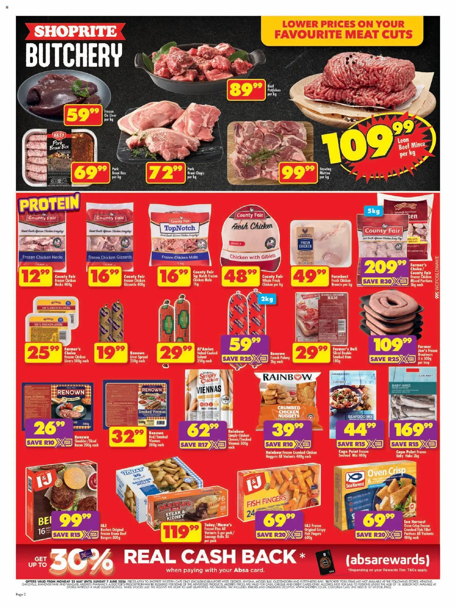 New Shoprite catalogue – valid from 25.05.2026 | Page: 2 | Products: Box, Polony, Beef, Seafood