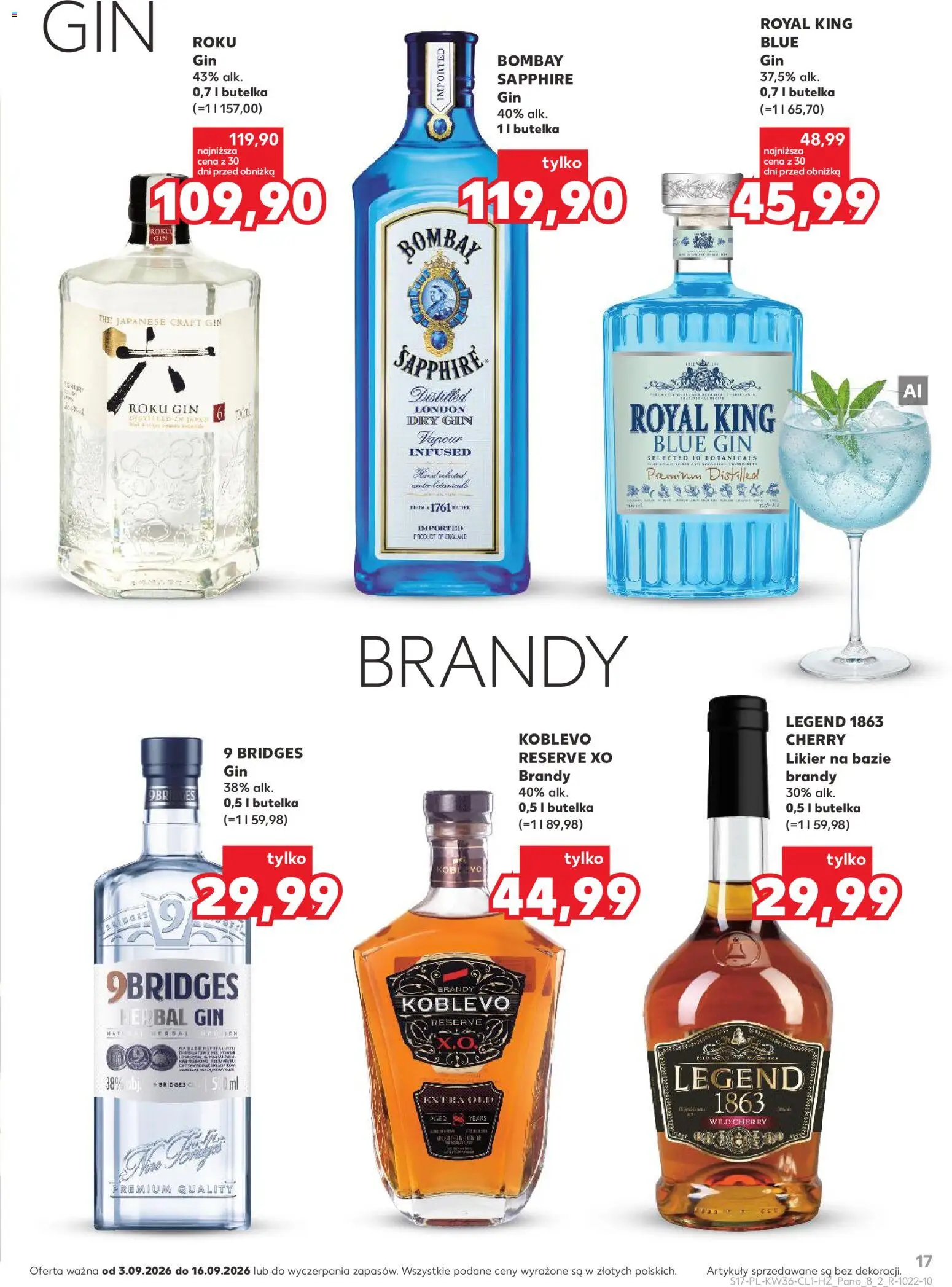 Kaufland Polsko leták - Barek od 03.09.2026 | Strana: 17 | Produkty: Gin, Brandy, Dry gin