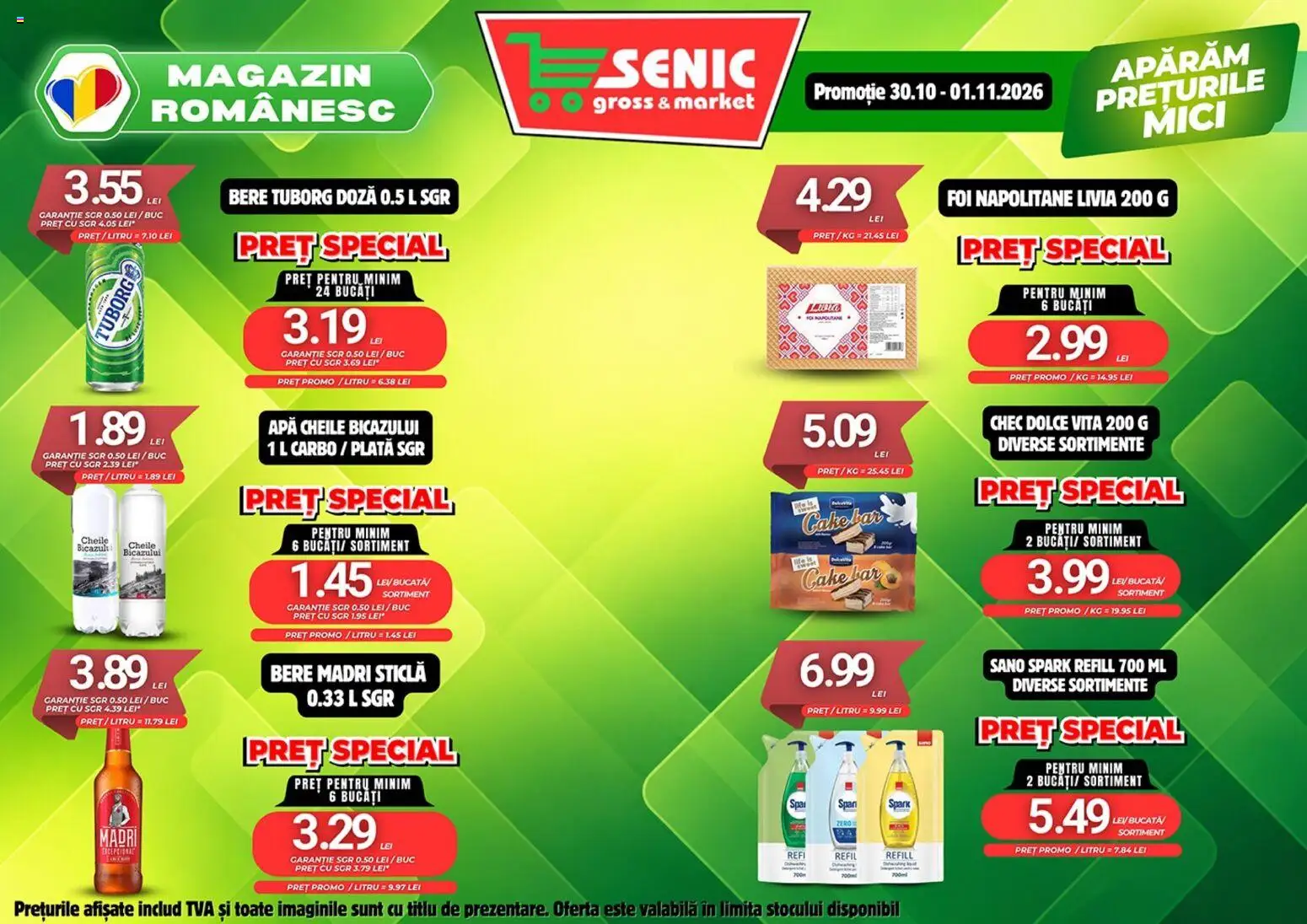 Noul catalog Senic – valabil de la 26.10.2026 | Pagină: 8 | Produse: Vită, Mici, Napolitane, Bere