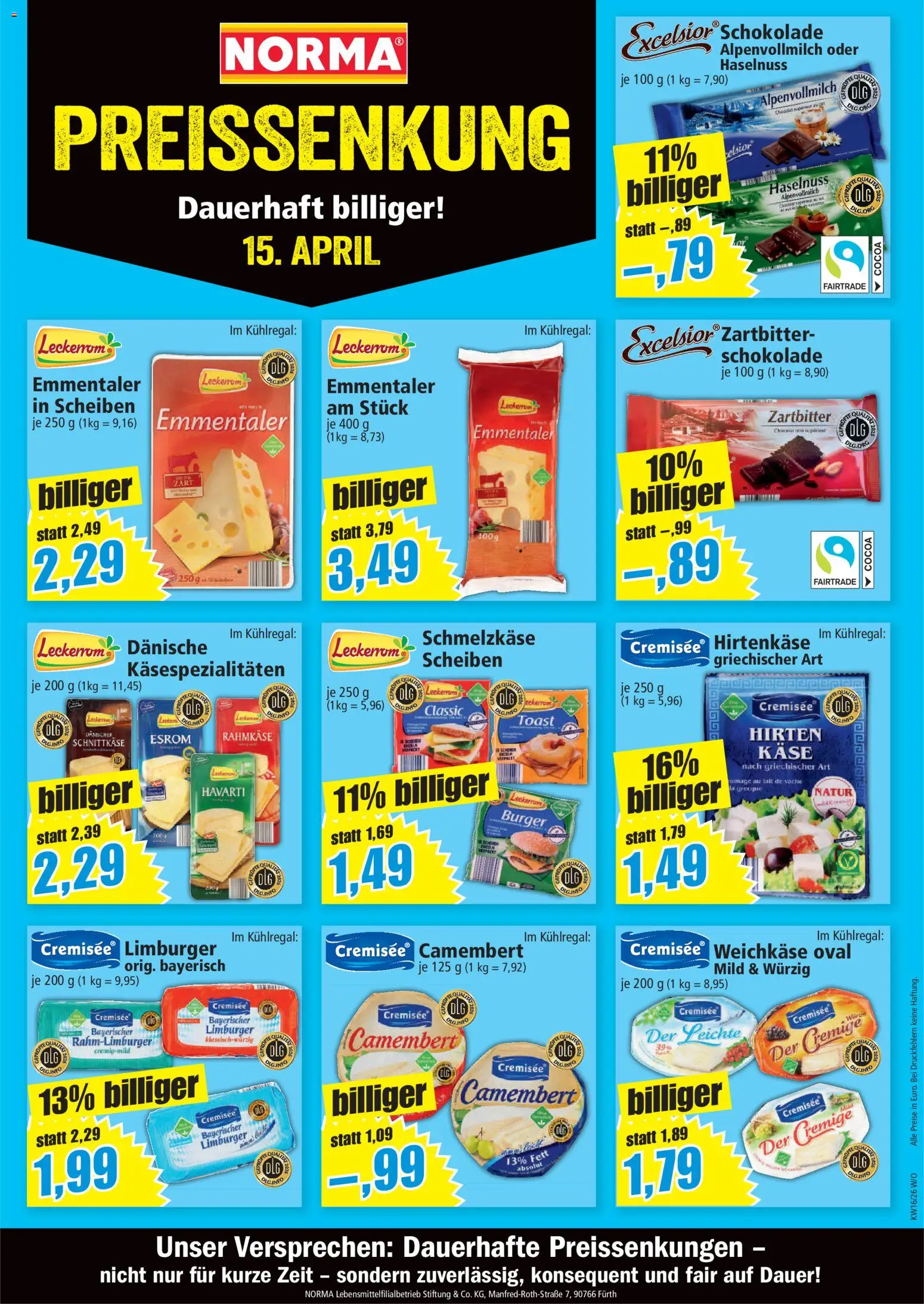 Norma Prospekt – gültig ab 17.08.2026 | Seite: 23 | Produkte: Käse, Toast, Schokolade, Burger