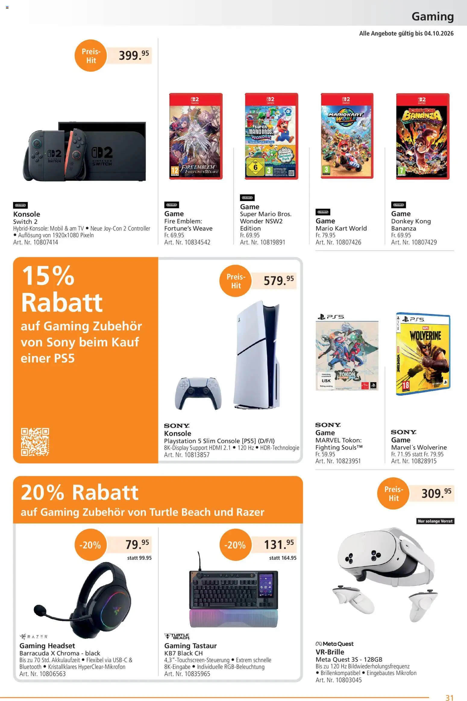 Fust aktionen – gültig ab 21.09.2026 | Seite: 31 | Produkte: Headset, Playstation, Mikrofon, Sony