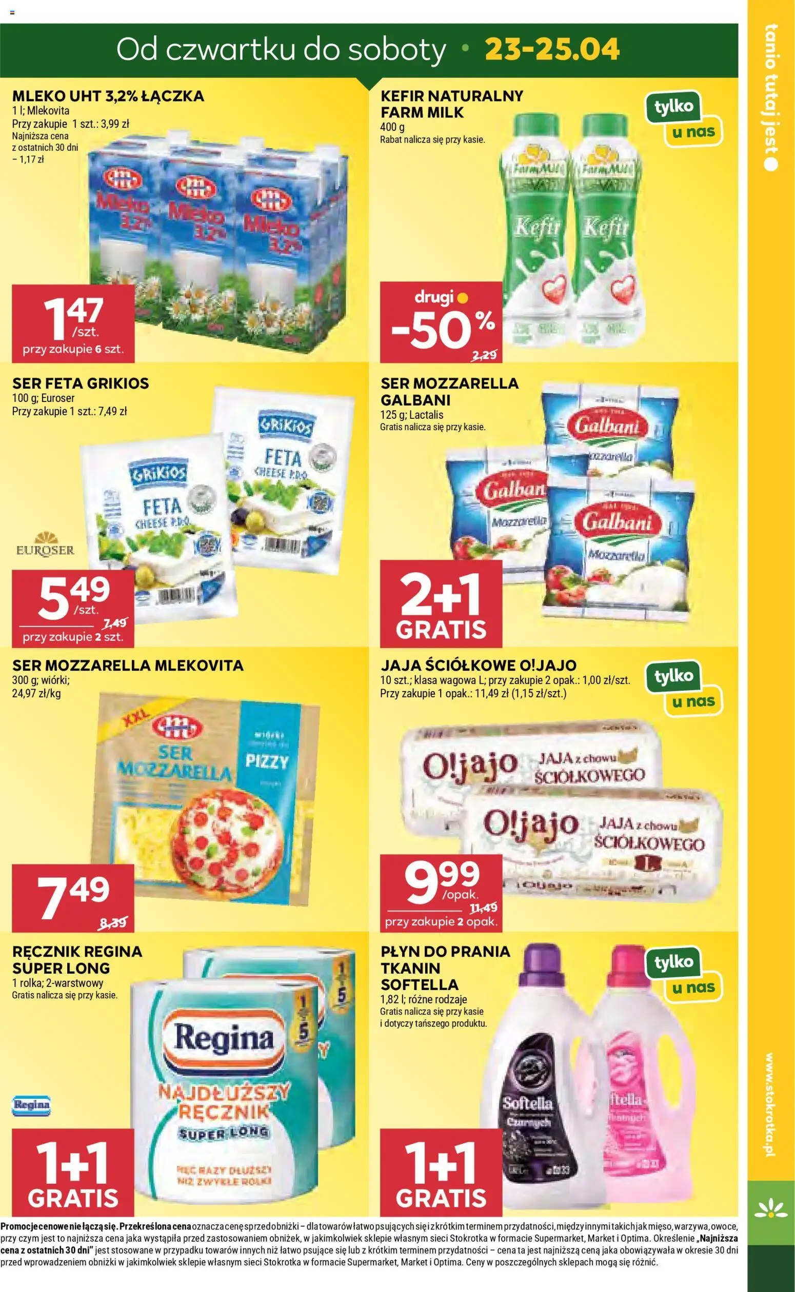 Stokrotka gazetka od 23.04.2026 | Strona: 5 | Produkty: Stokrotka, Kefir naturalny, Mleko, Ser