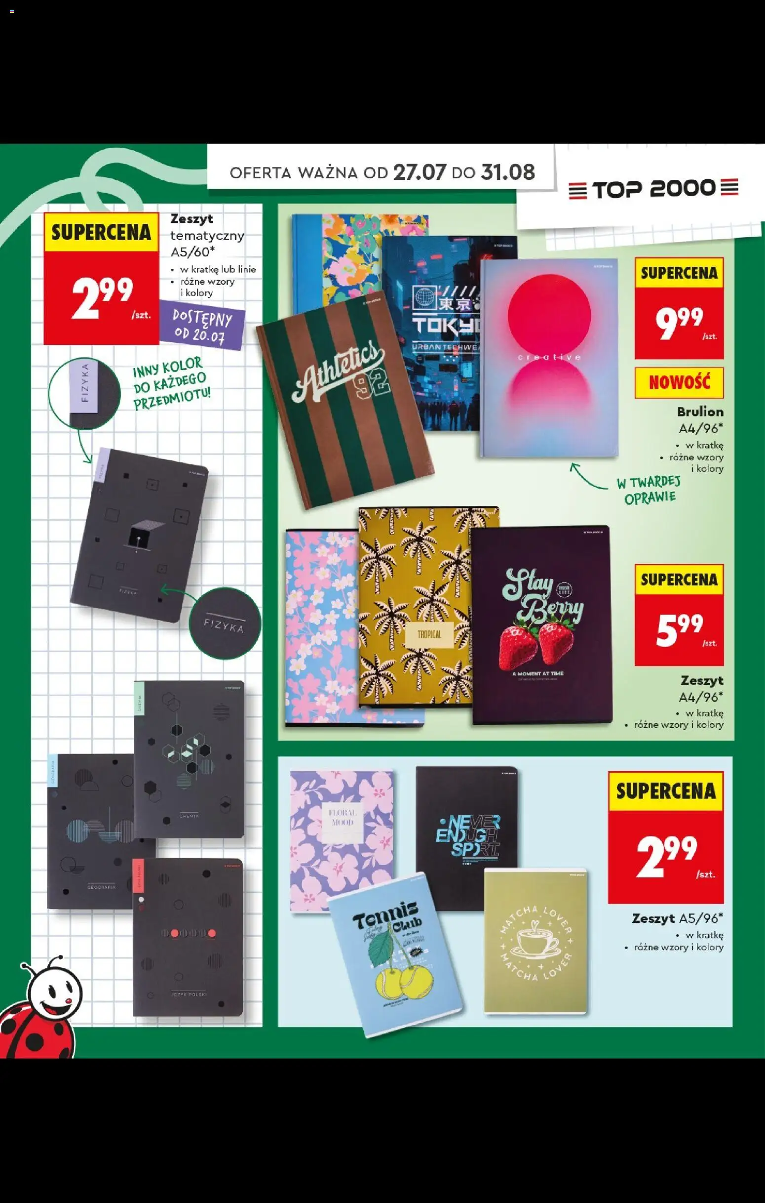 Biedronka gazetka - Do mojej szkoły idę od 20.07.2026 | Strona: 64 | Produkty: Top, Notebook, Zeszyt, Matcha