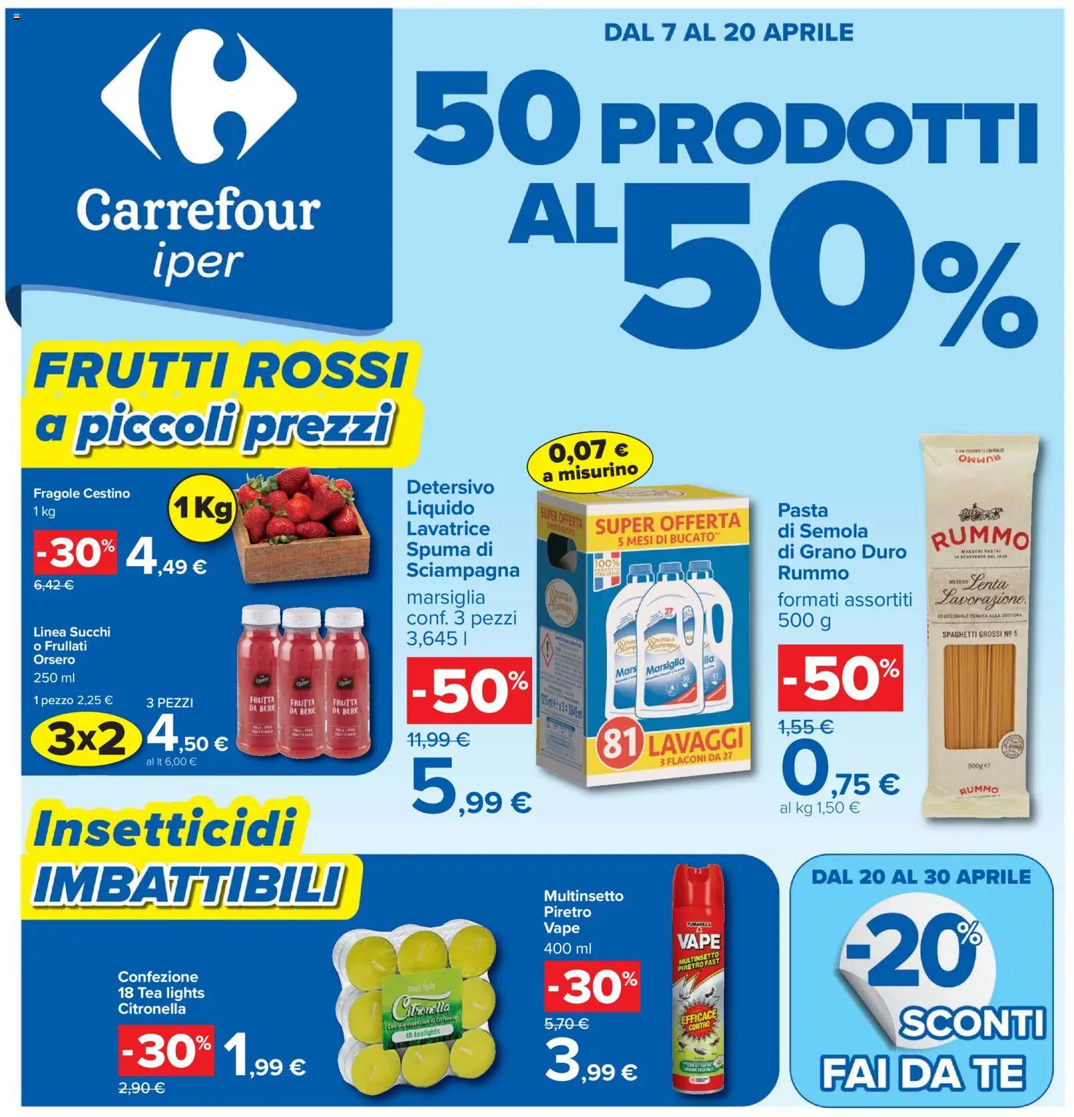 Volantino Carrefour del 07.04.2026 | Pagina: 1 | Prodotti: Fragole, Frutta, Pasta, Lavatrice