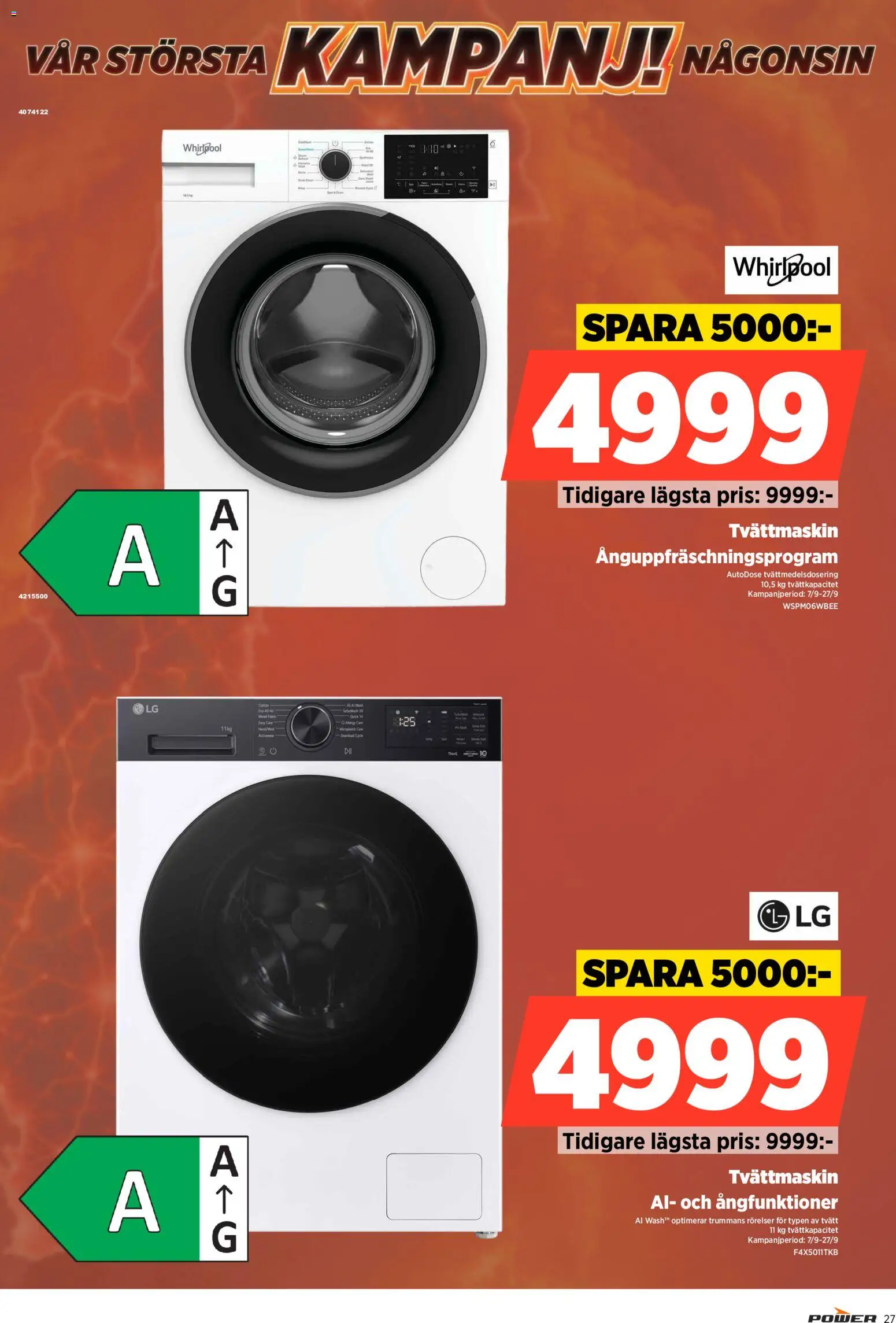 Power reklamblad aktuell från 07/09/2026 | Sida: 27 | Produkter: Tvättmaskin
