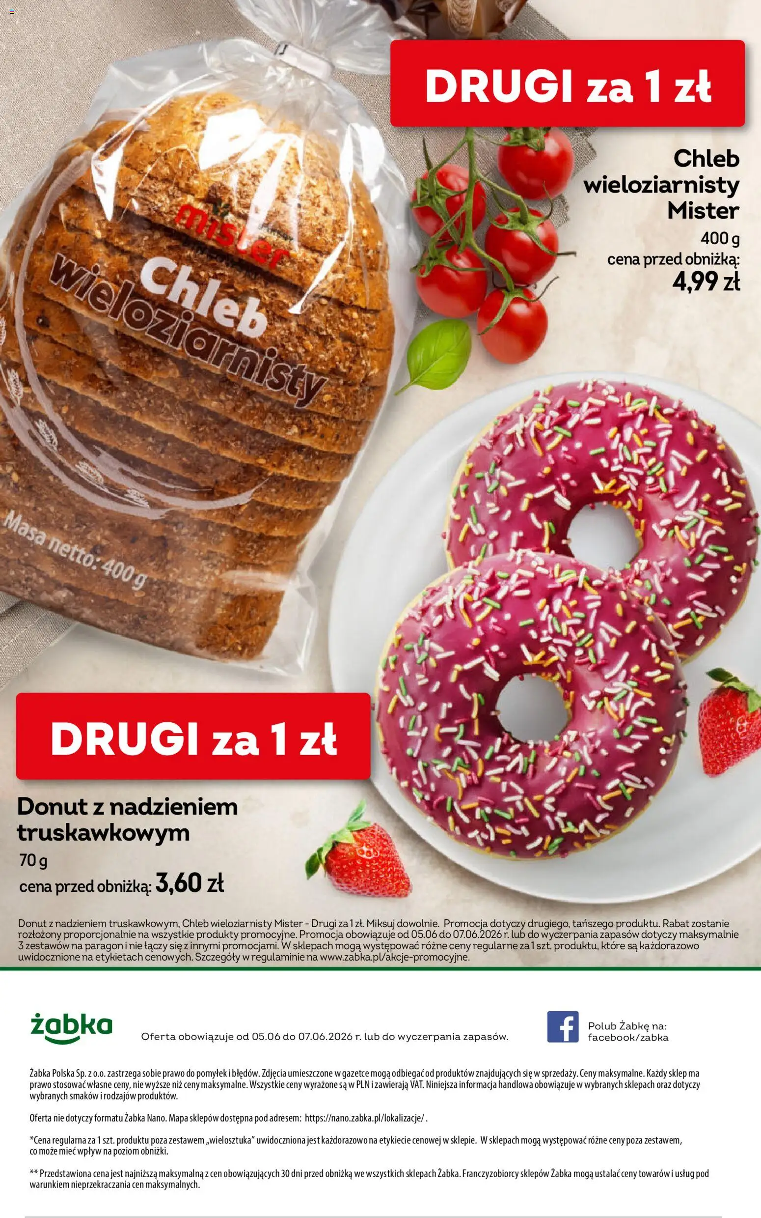 Żabka gazetka - Weekendowe promocje od 05.06.2026 | Strona: 10 | Produkty: Donut, Chleb, Chleb wieloziarnisty